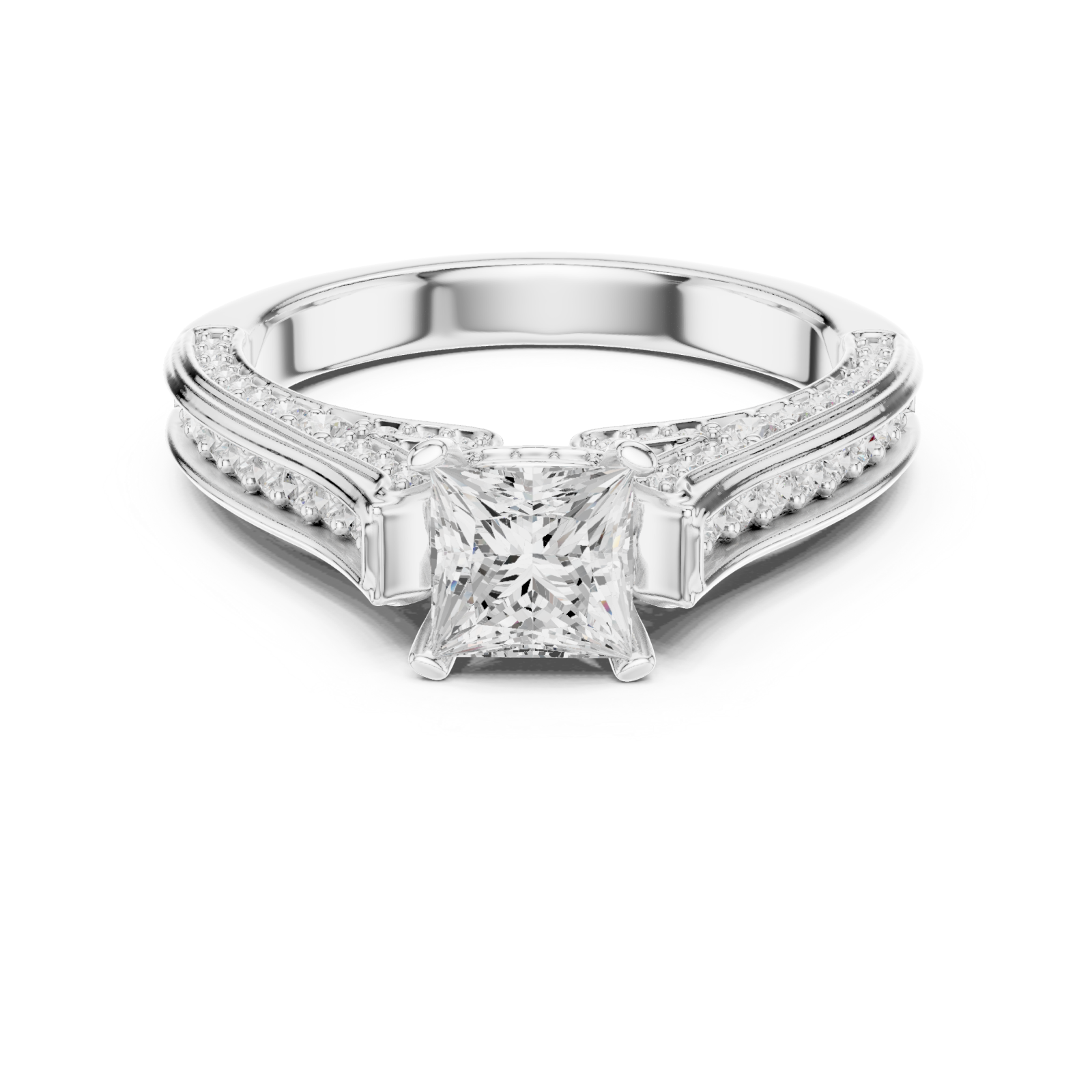  White Gold Elegant Splendor Accent Band Ring Front View