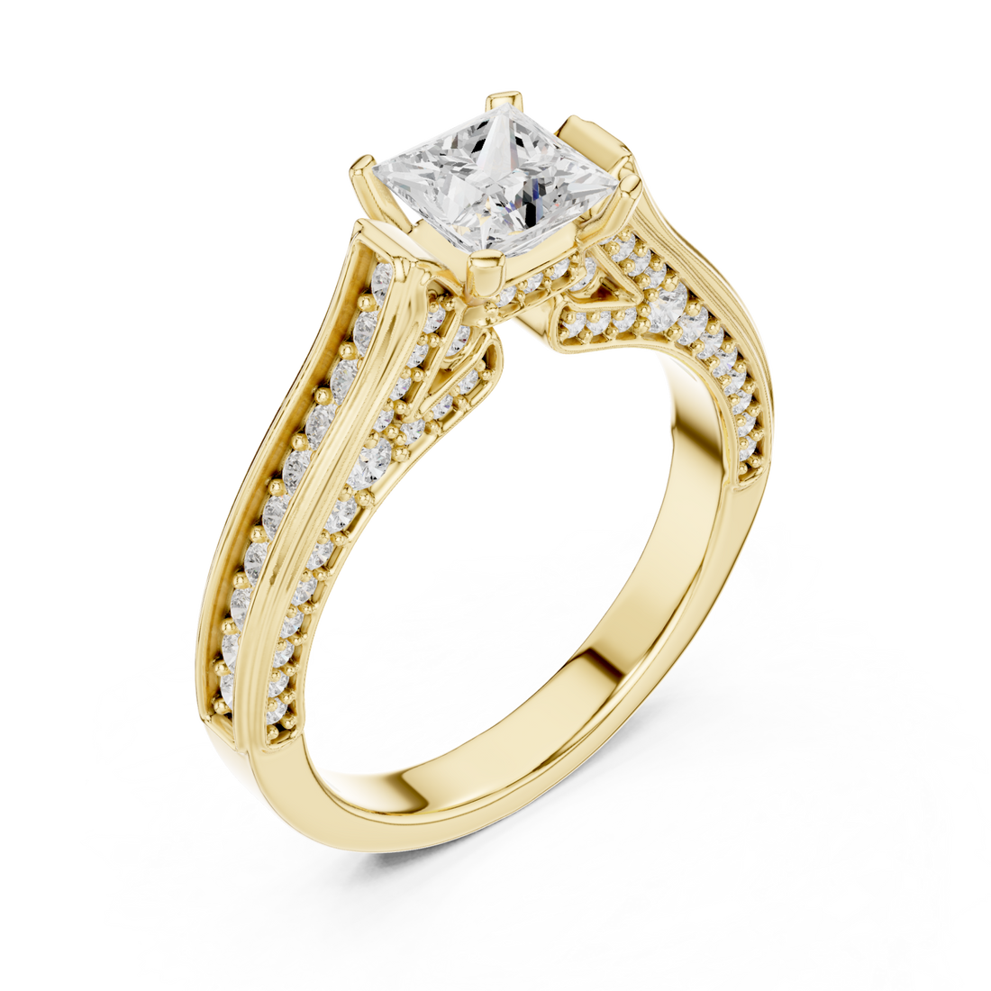 Gold Elegant Splendor Accent Band Ring Right View