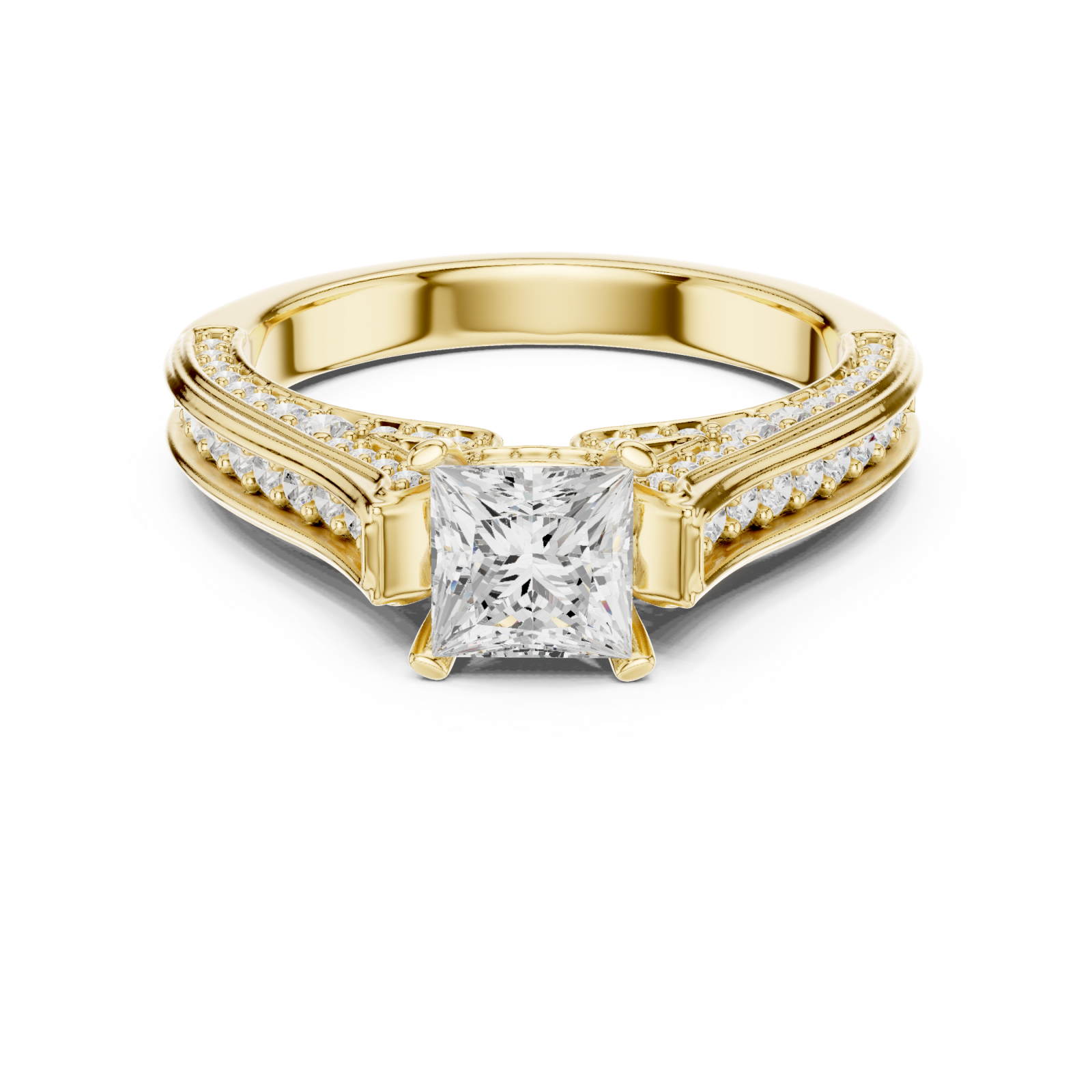  Gold Elegant Splendor Accent Band Ring Front View