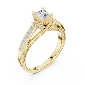 Gold Gleaming Twin Row Halo Band Ring Right View