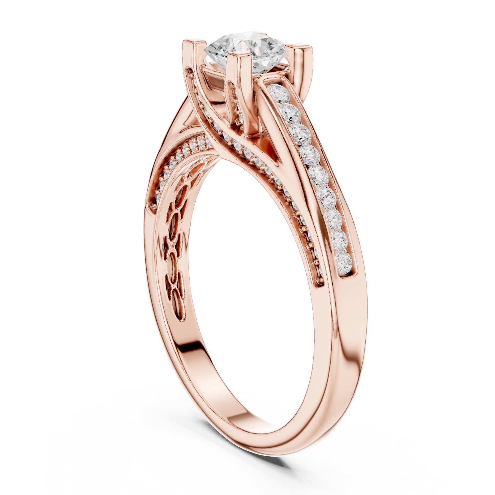  Rose Gold Eternal Embrace Pavé-Set Ring Left View