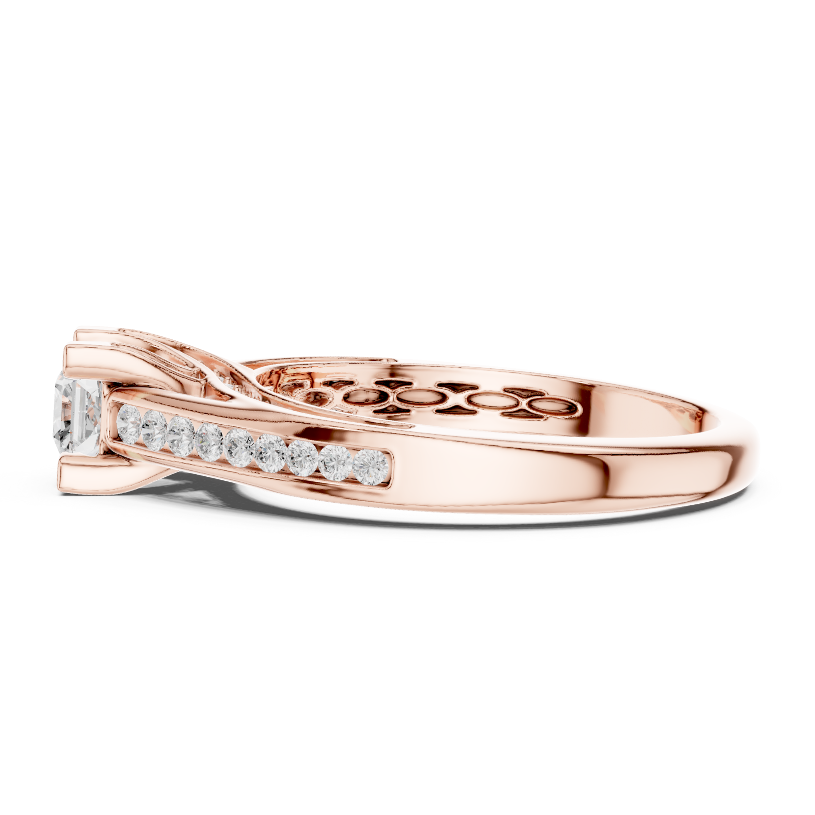  Rose Gold Eternal Embrace Pavé-Set Ring Side View
