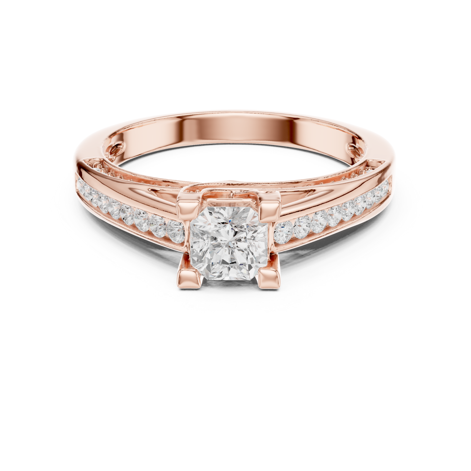  Rose Gold Eternal Embrace Pavé-Set Ring Front View
