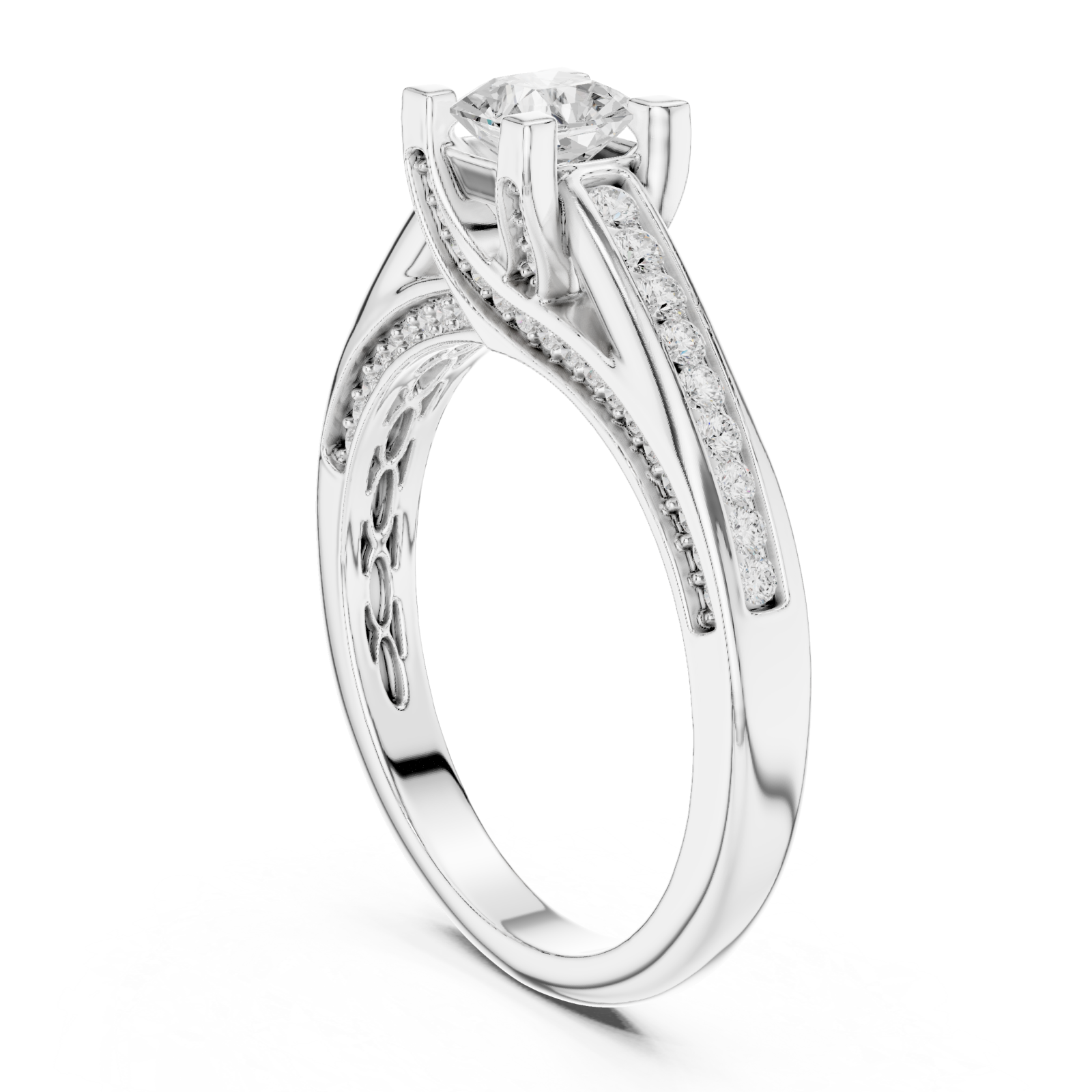  White Gold Eternal Embrace Pavé-Set Ring Left View