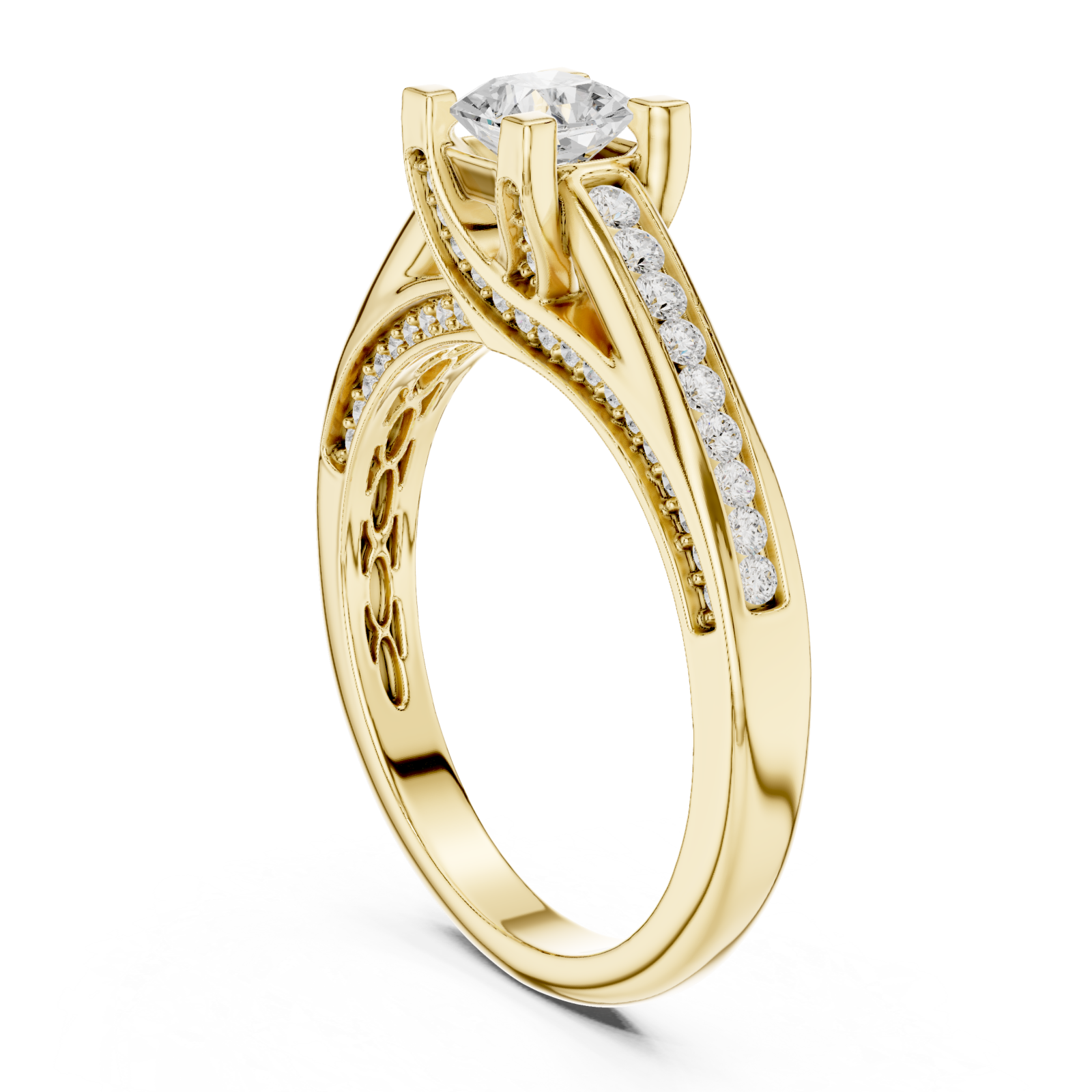  Gold Eternal Embrace Pavé-Set Ring Left View