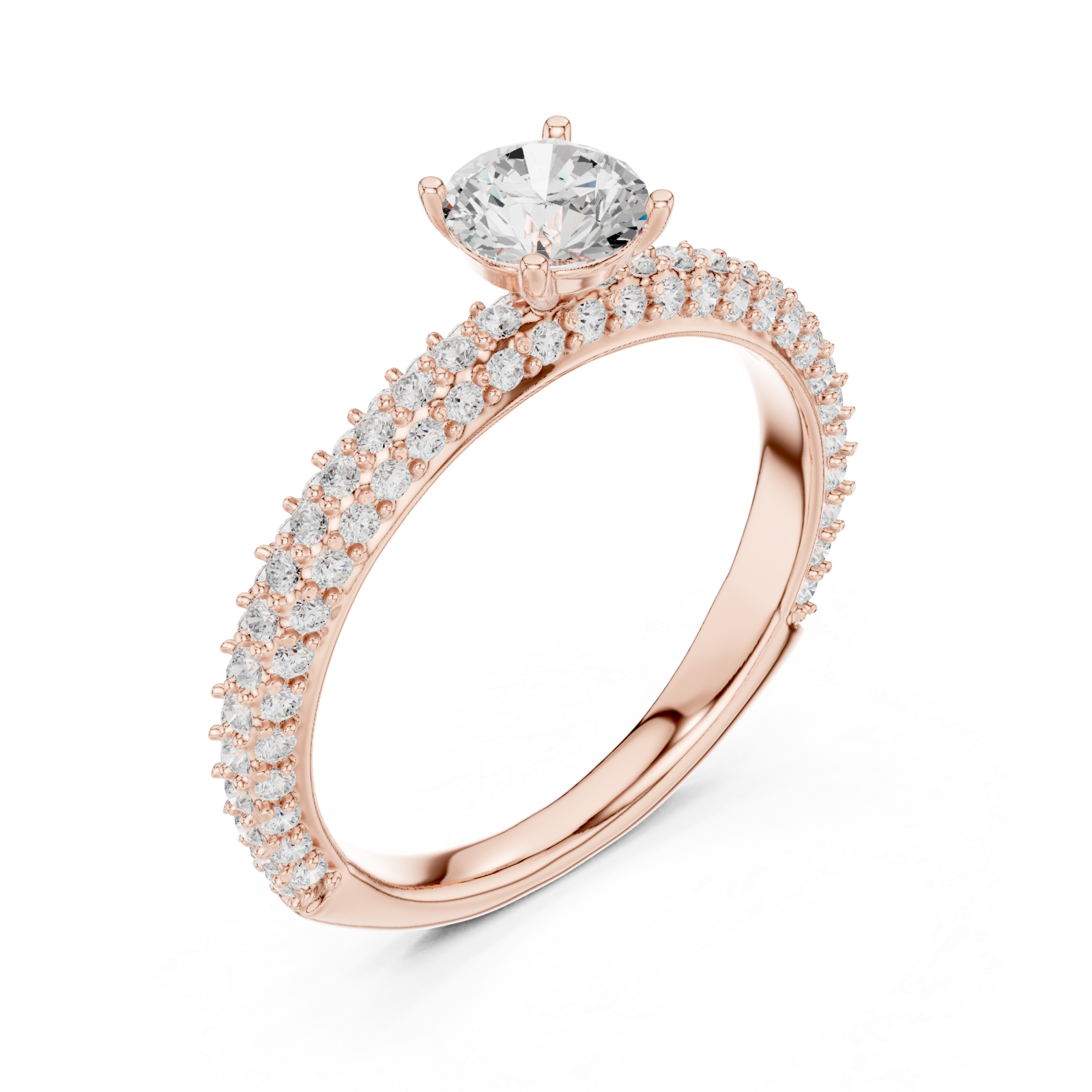  Rose Gold Eternal Grace Solitaire Accent Band Ring Right View