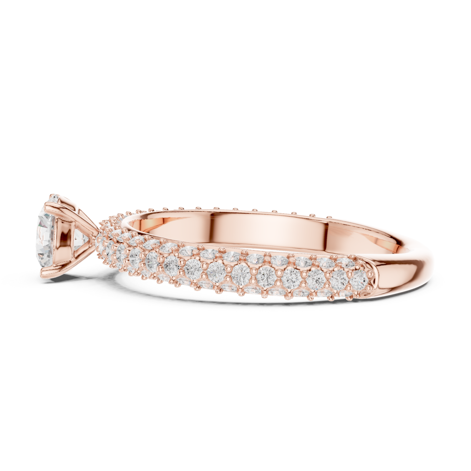  Rose Gold Eternal Grace Solitaire Accent Band Ring Side View