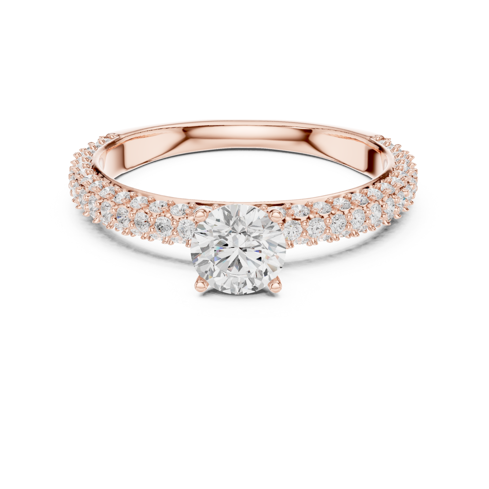  Rose Gold Eternal Grace Solitaire Accent Band Ring Front View