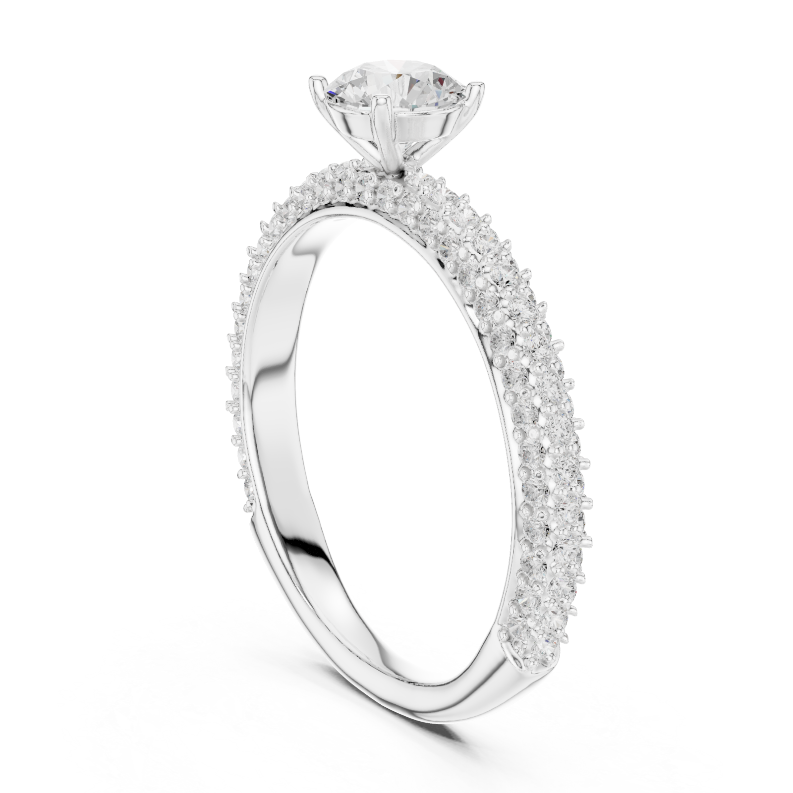  White Gold Eternal Grace Solitaire Accent Band Ring Left View