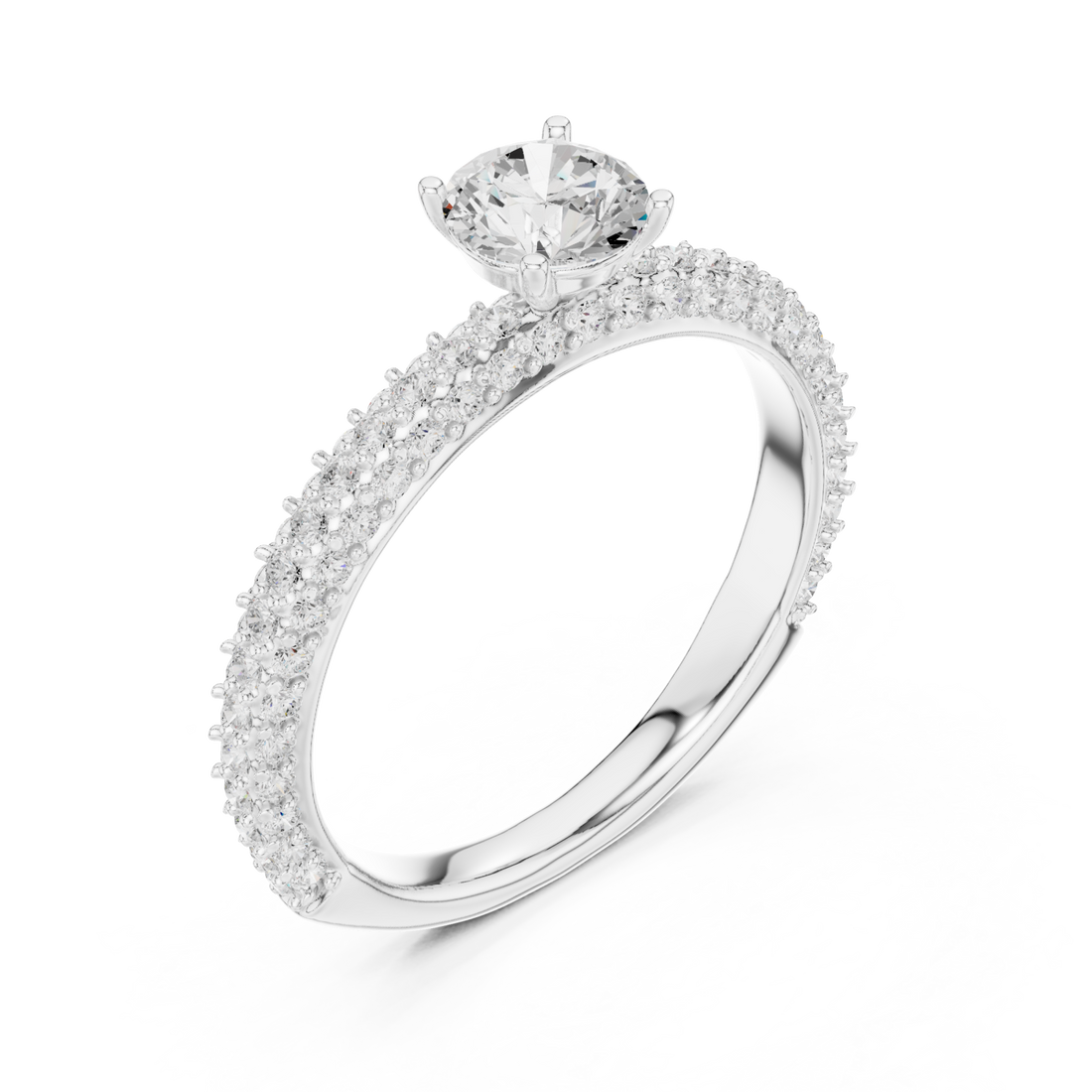  White Gold Eternal Grace Solitaire Accent Band Ring Right View