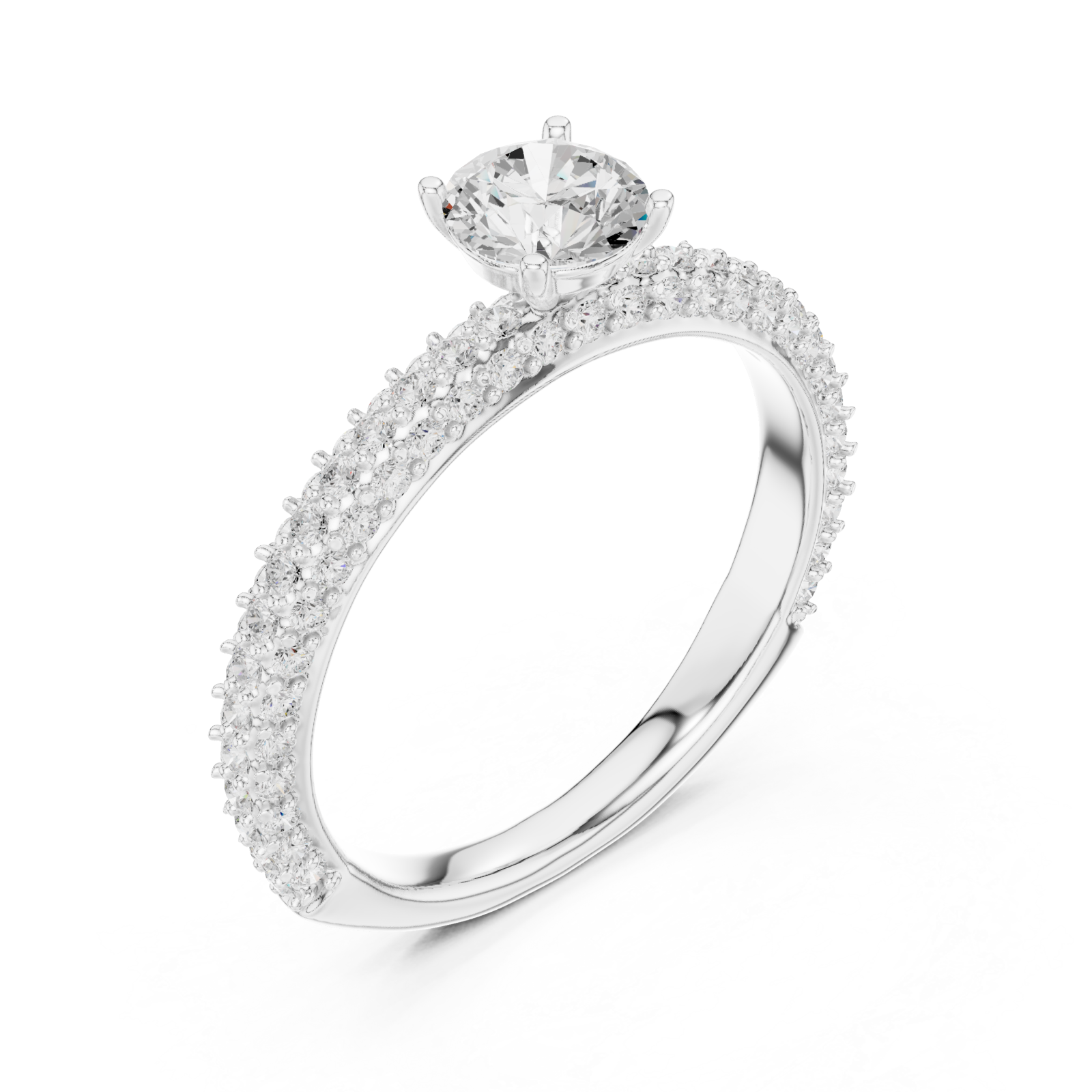  White Gold Eternal Grace Solitaire Accent Band Ring Right View