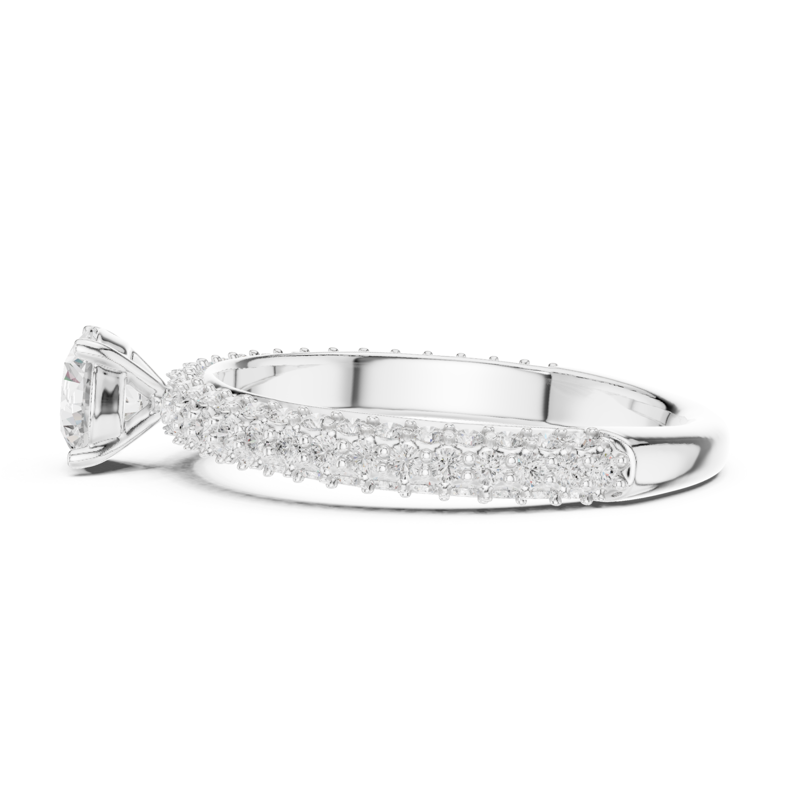  White Gold Eternal Grace Solitaire Accent Band Ring Side View