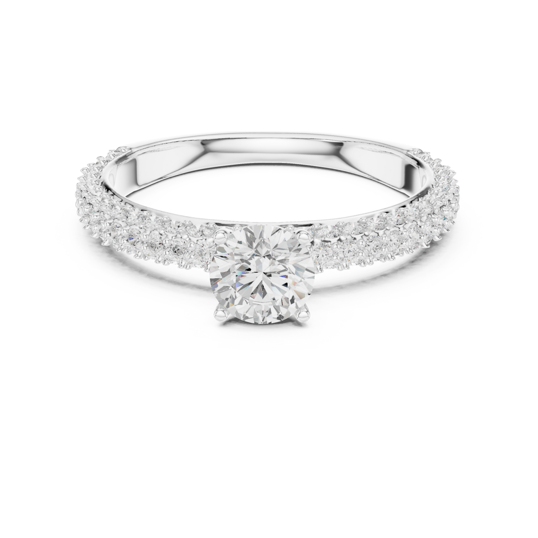  White Gold Eternal Grace Solitaire Accent Band Ring Right View