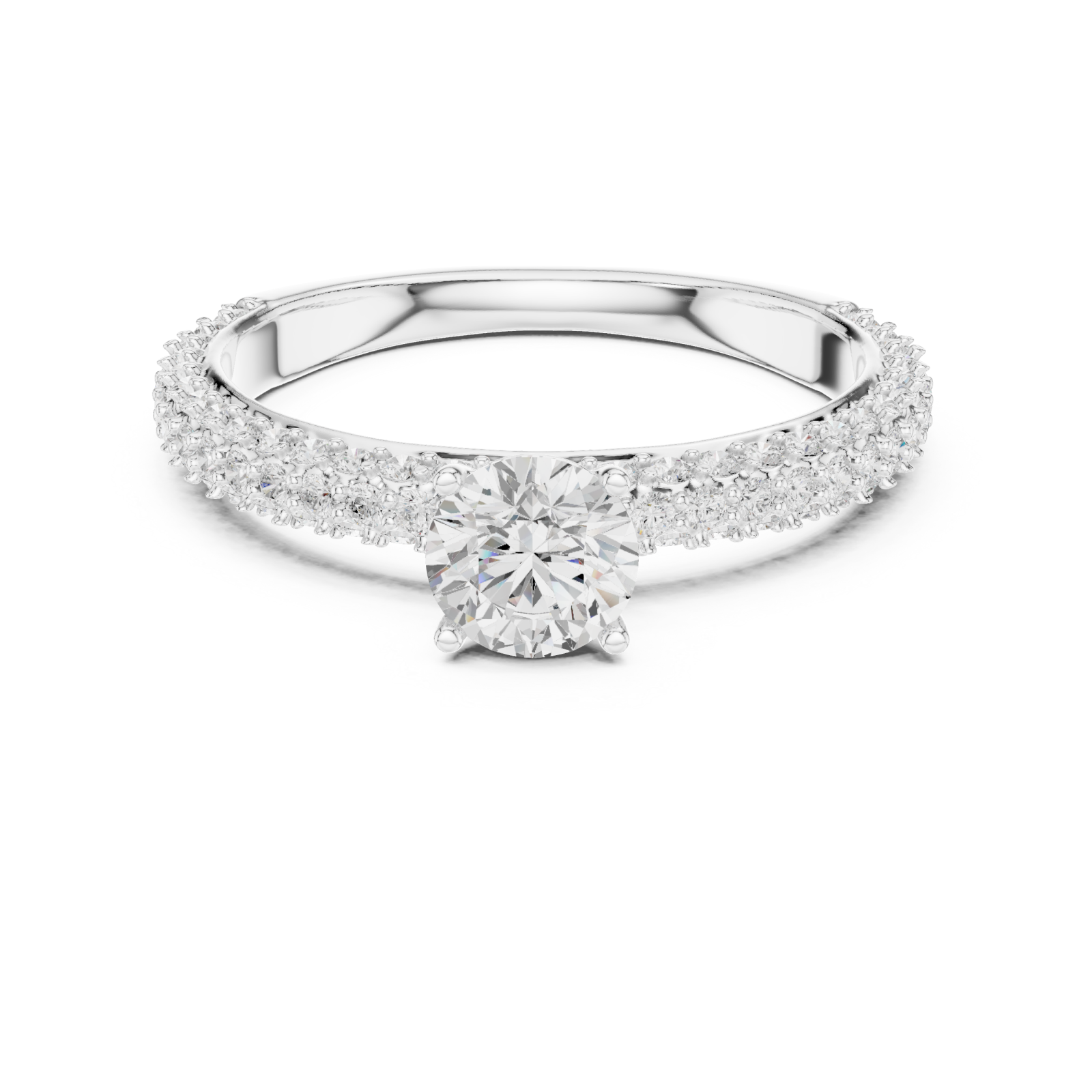  White Gold Eternal Grace Solitaire Accent Band Ring Front View