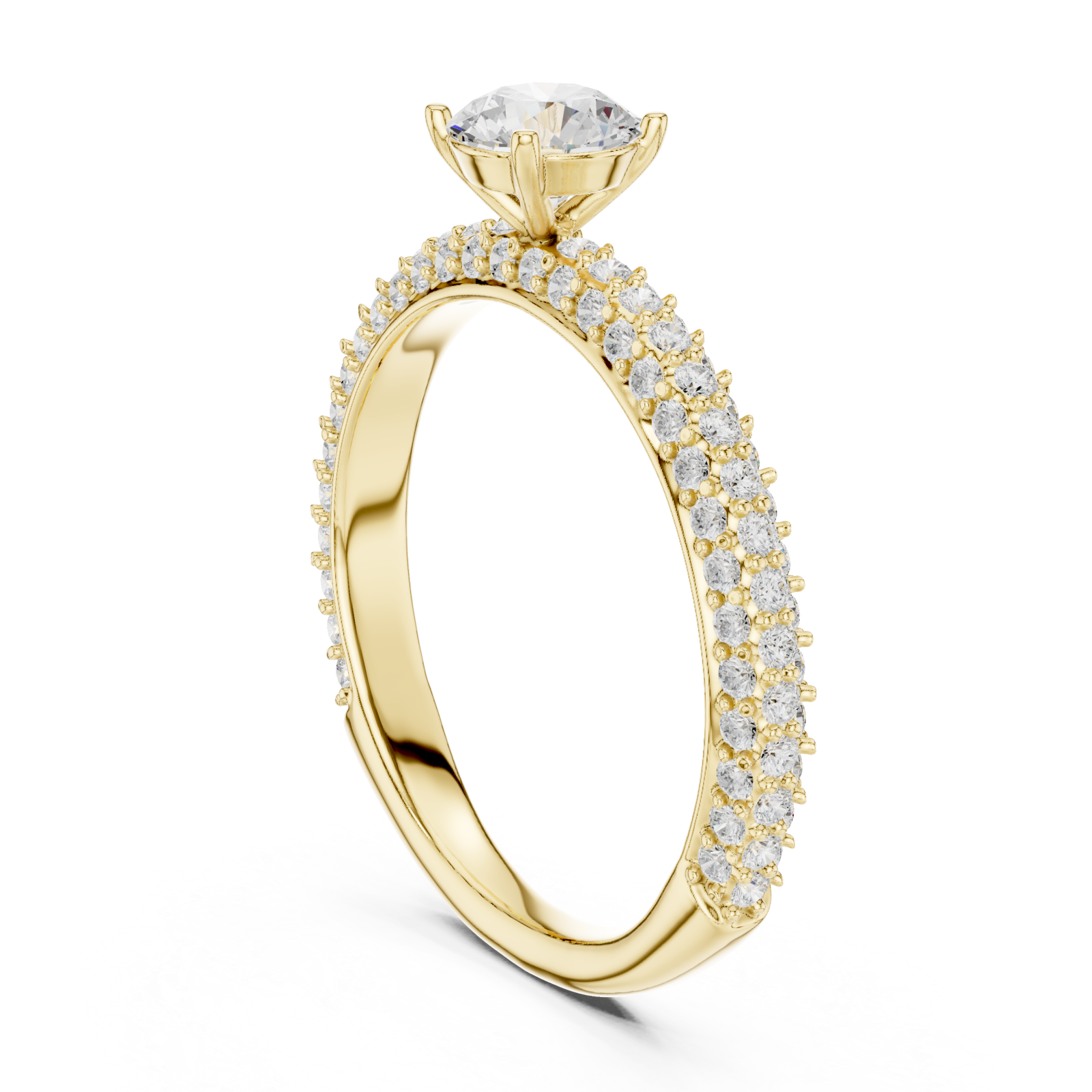  Gold Eternal Grace Solitaire Accent Band Ring Left View