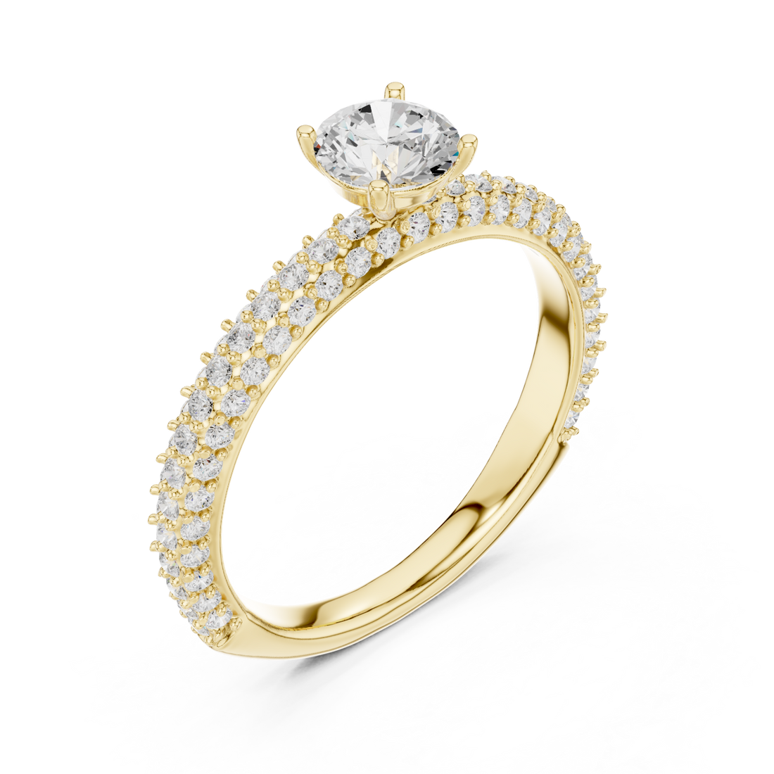 Gold Eternal Grace Solitaire Accent Band Ring Right View