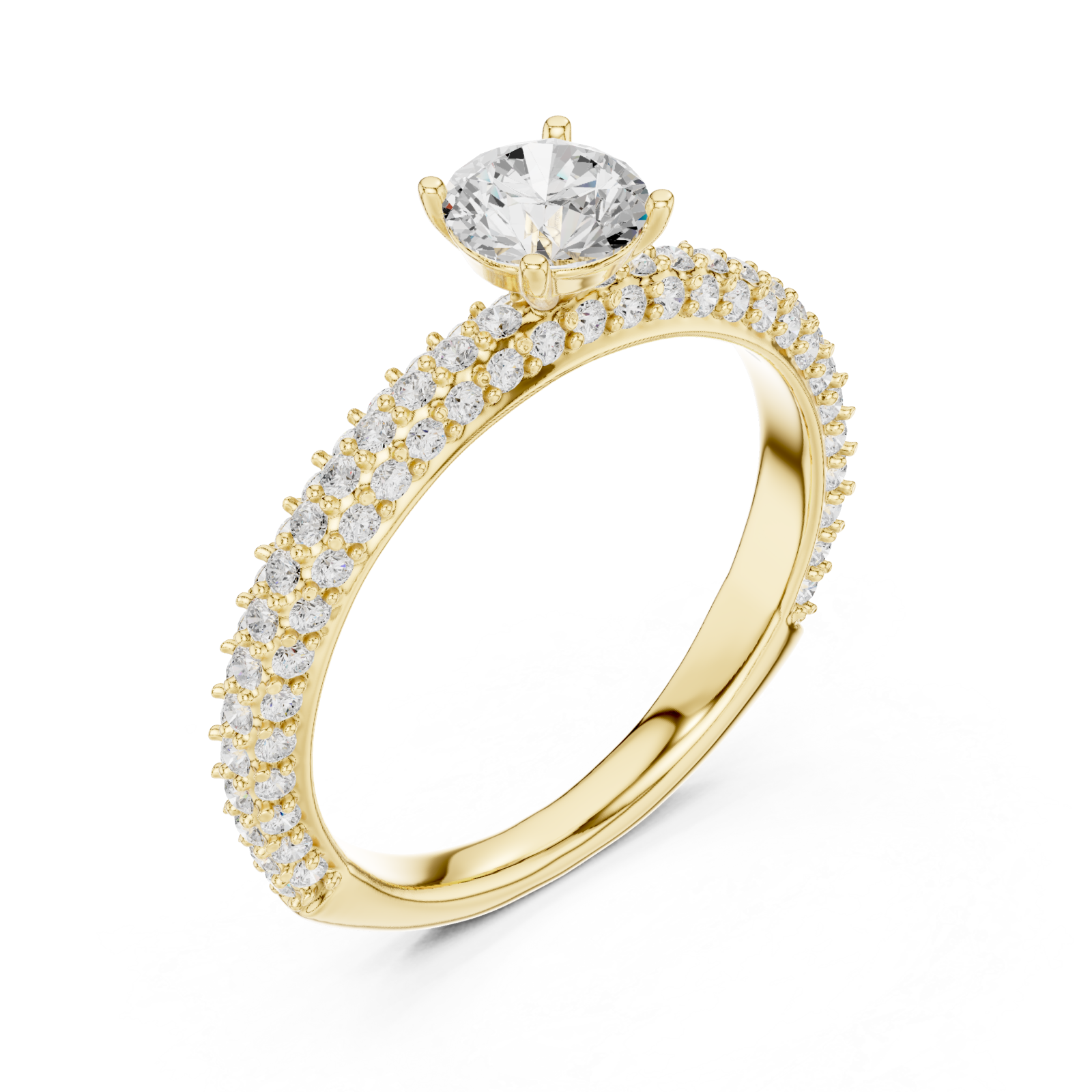 Gold Eternal Grace Solitaire Accent Band Ring Right View