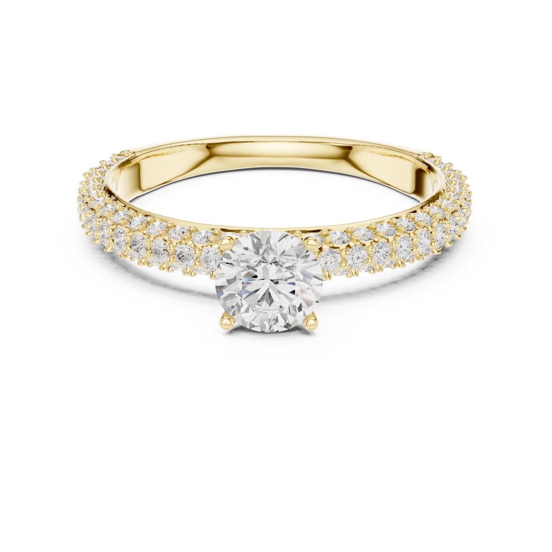 Gold Eternal Grace Solitaire Accent Band Ring Right View