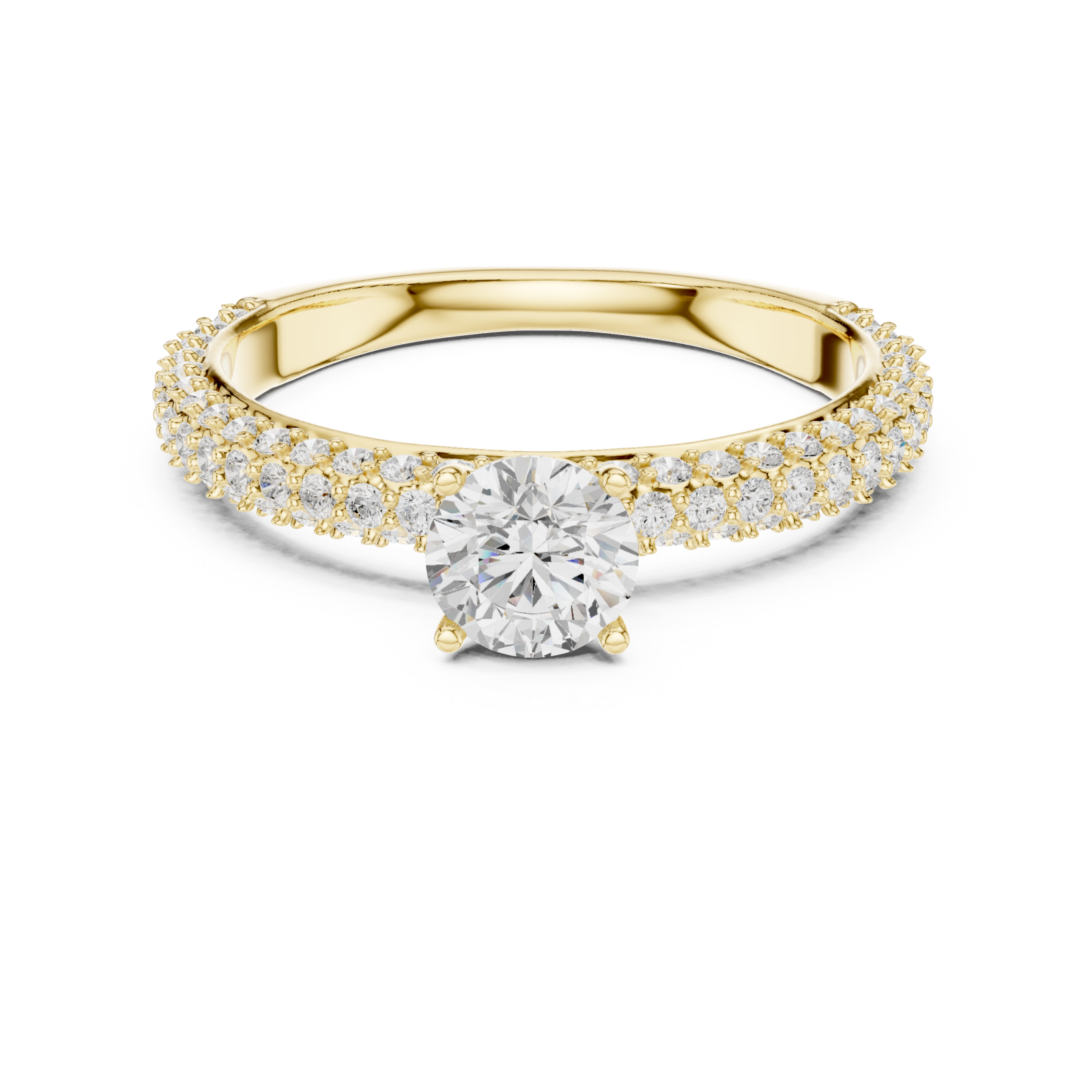  Gold Eternal Grace Solitaire Accent Band Ring Front View