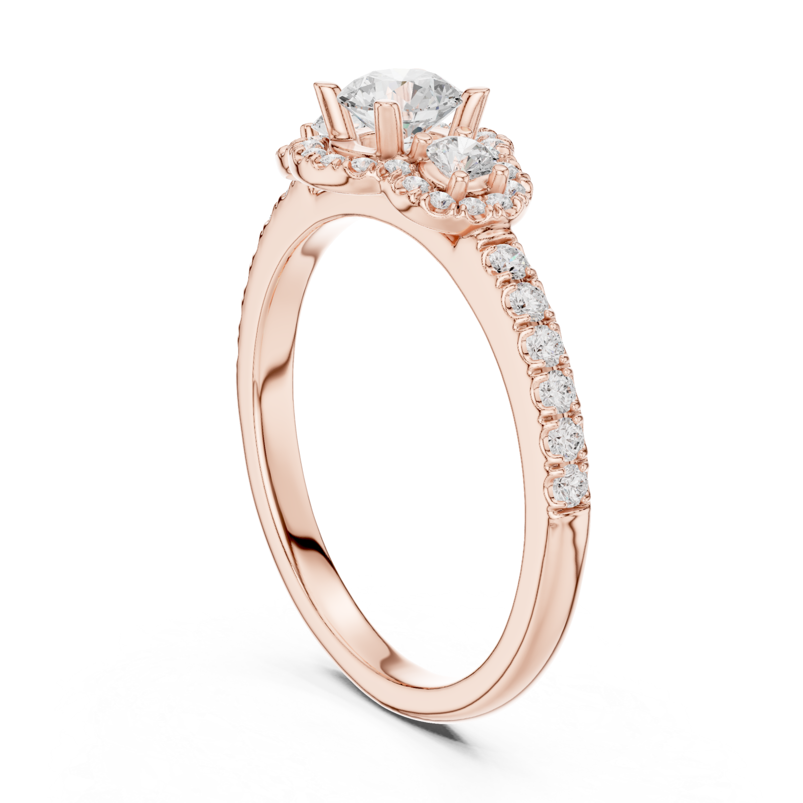  Rose Gold Everlasting Halo Elegance Ring Left View