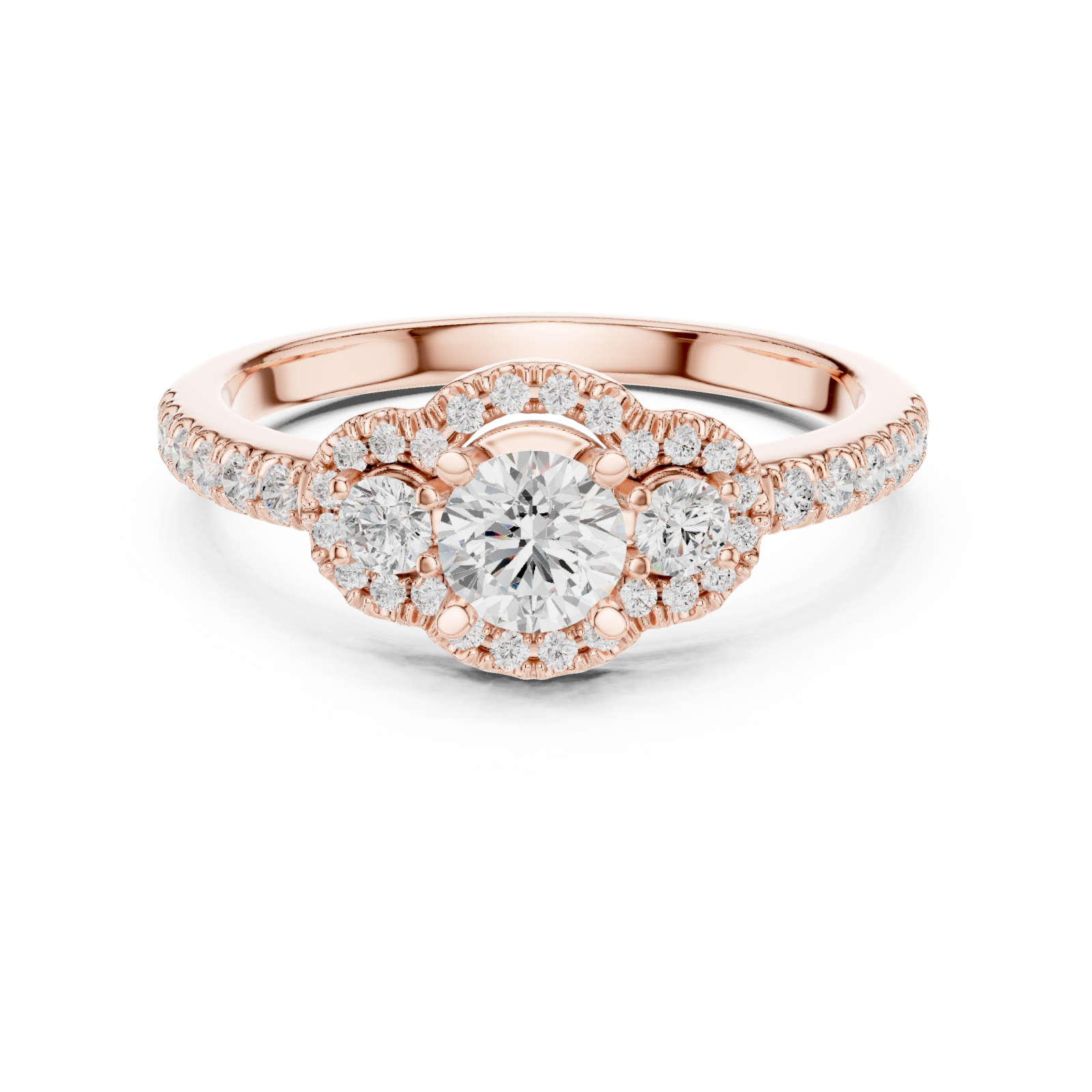  Rose Gold Everlasting Halo Elegance Ring Front View