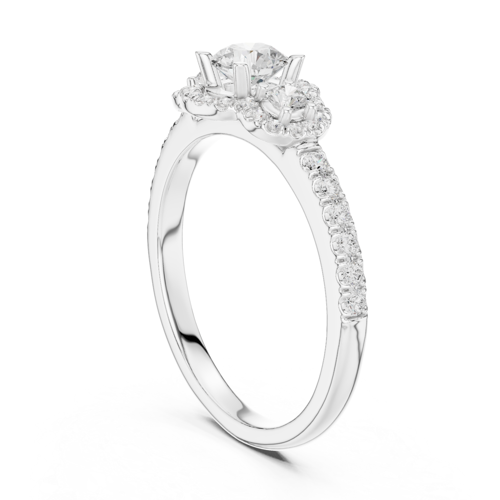  White Gold Everlasting Halo Elegance Ring Left View
