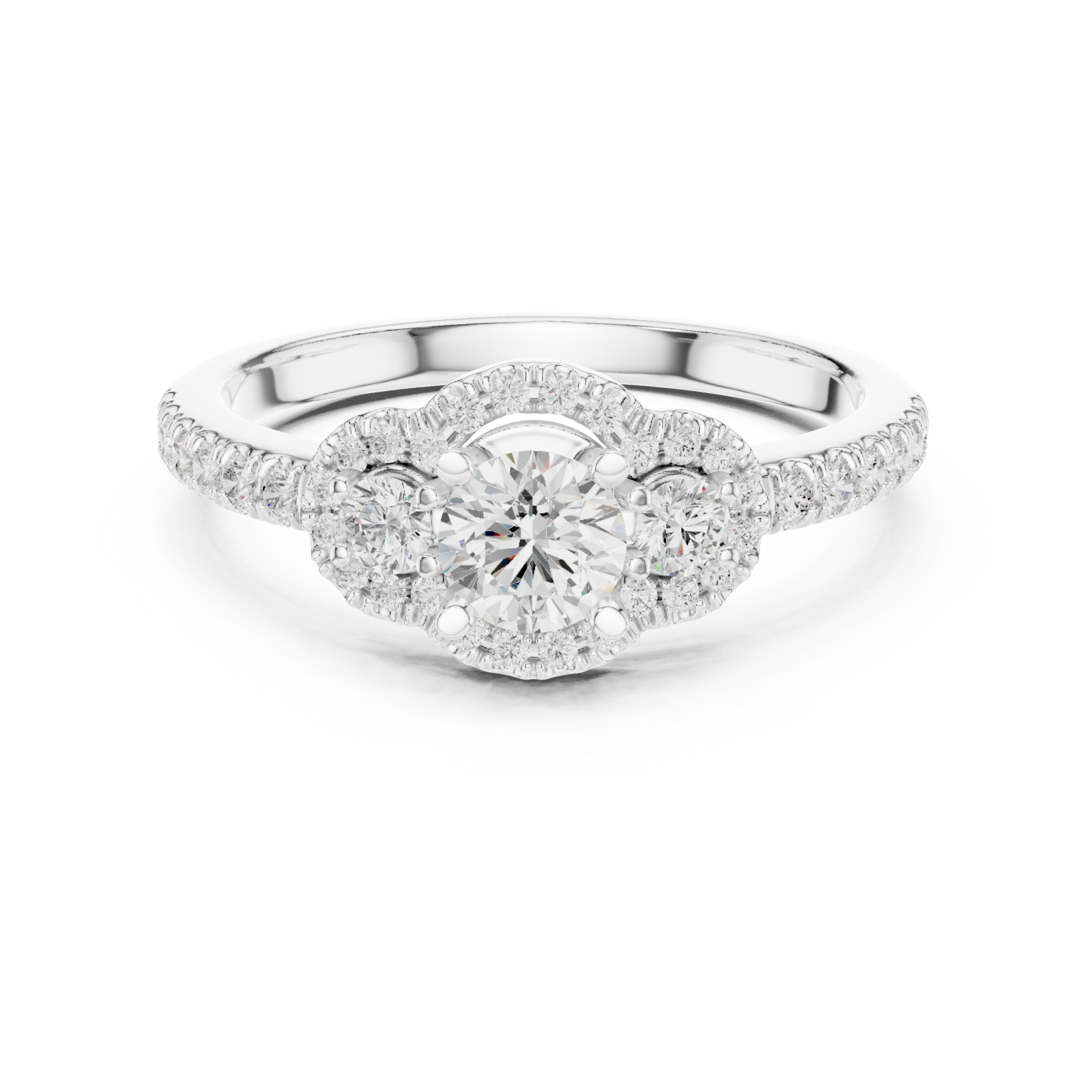  White Gold Everlasting Halo Elegance Ring Front View