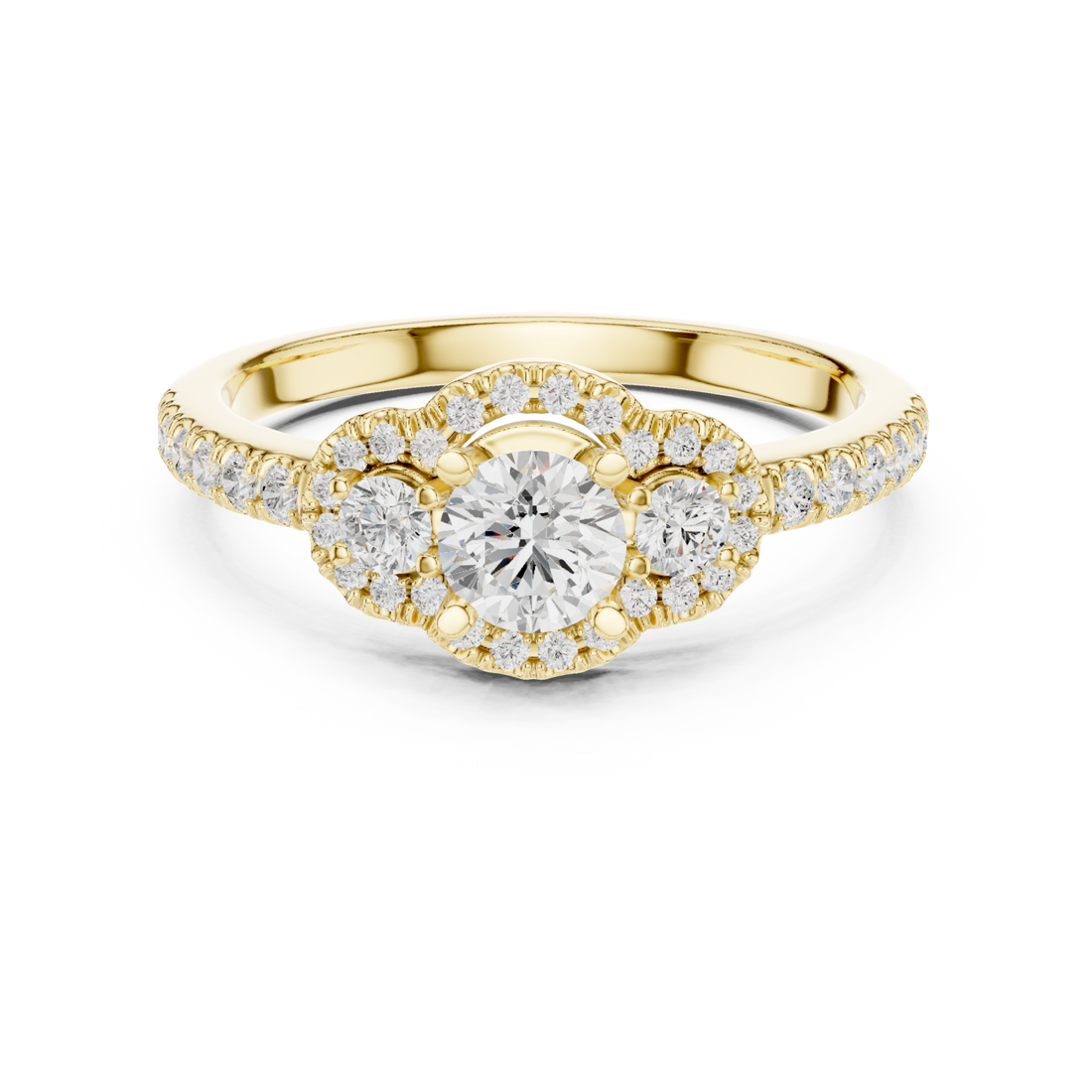 Gold Everlasting Halo Elegance Ring Right View