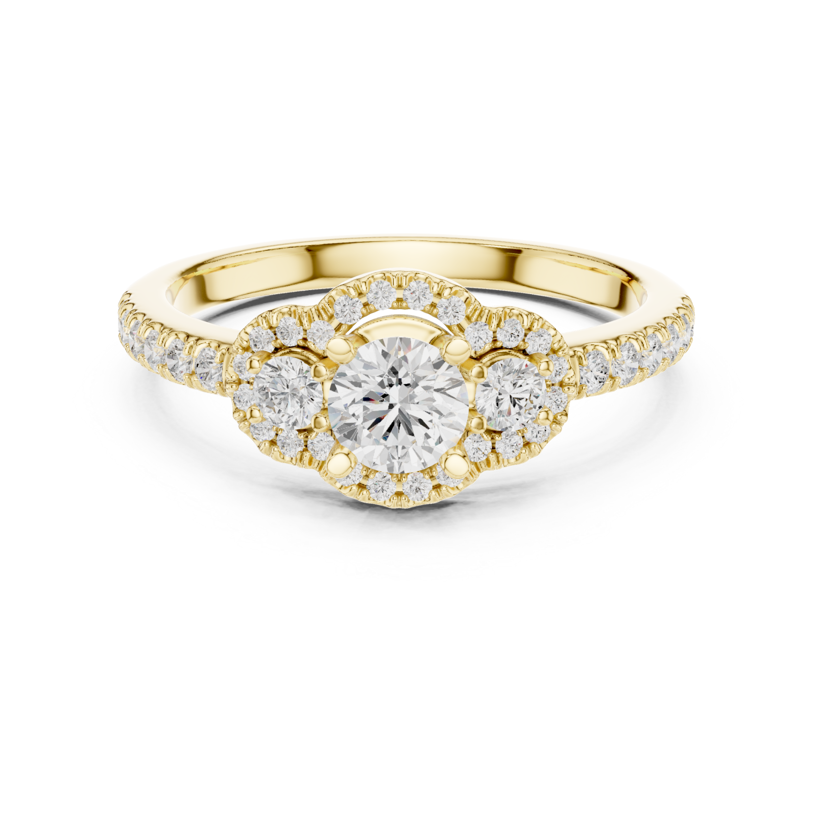  Gold Everlasting Halo Elegance Ring Front View