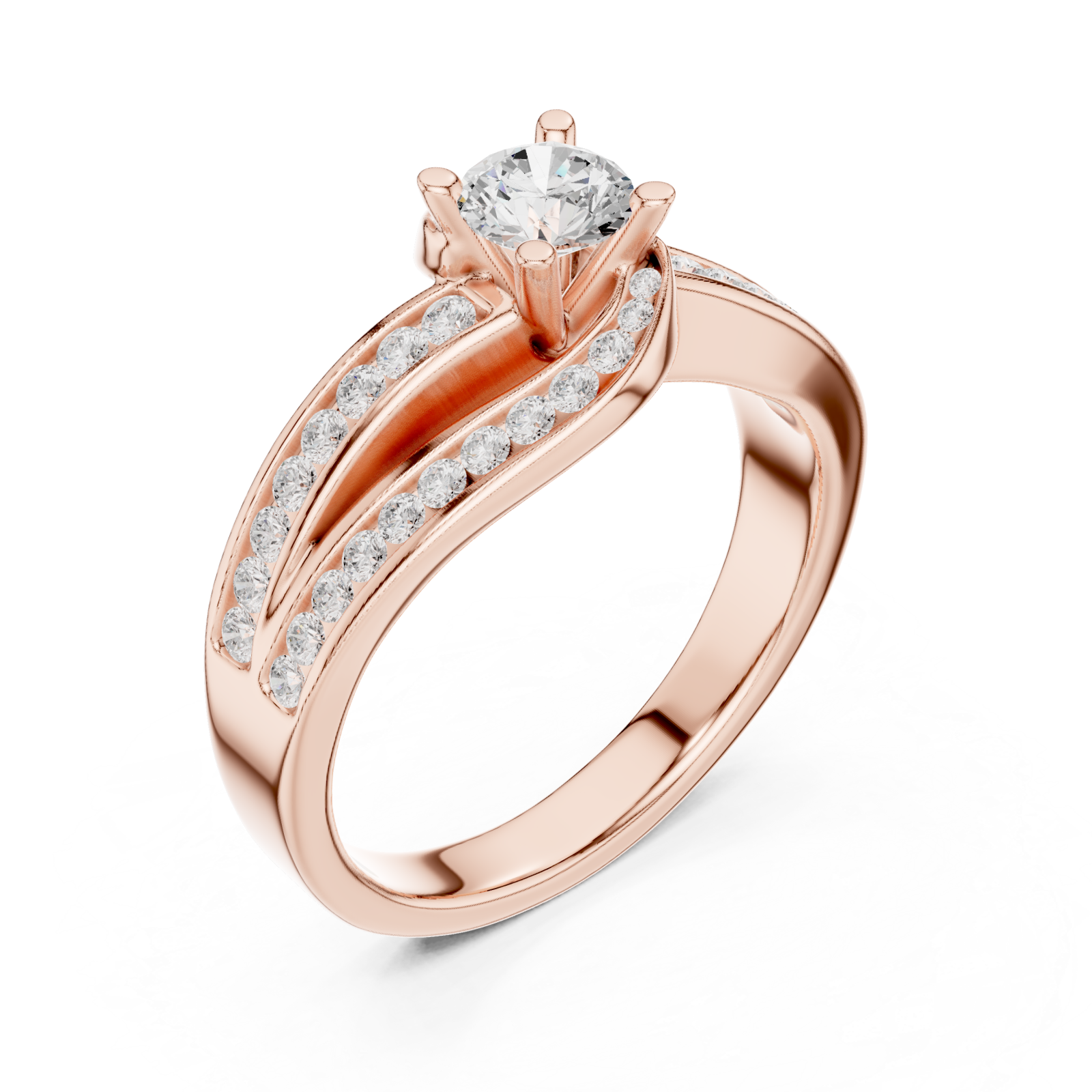  Rose Gold Celeste Curve Solitaire Band Ring Right View