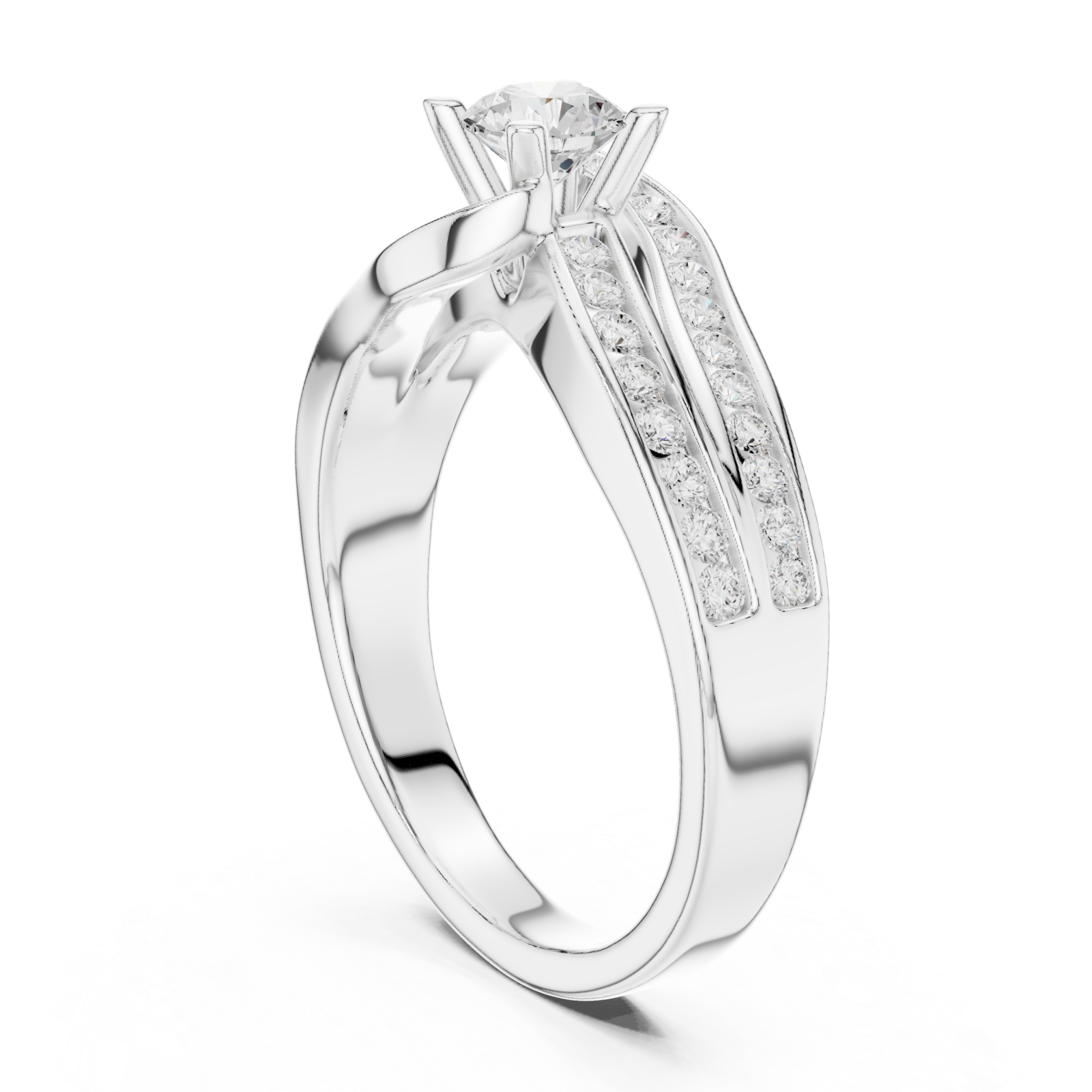  White Gold Celeste Curve Solitaire Band Ring Left View