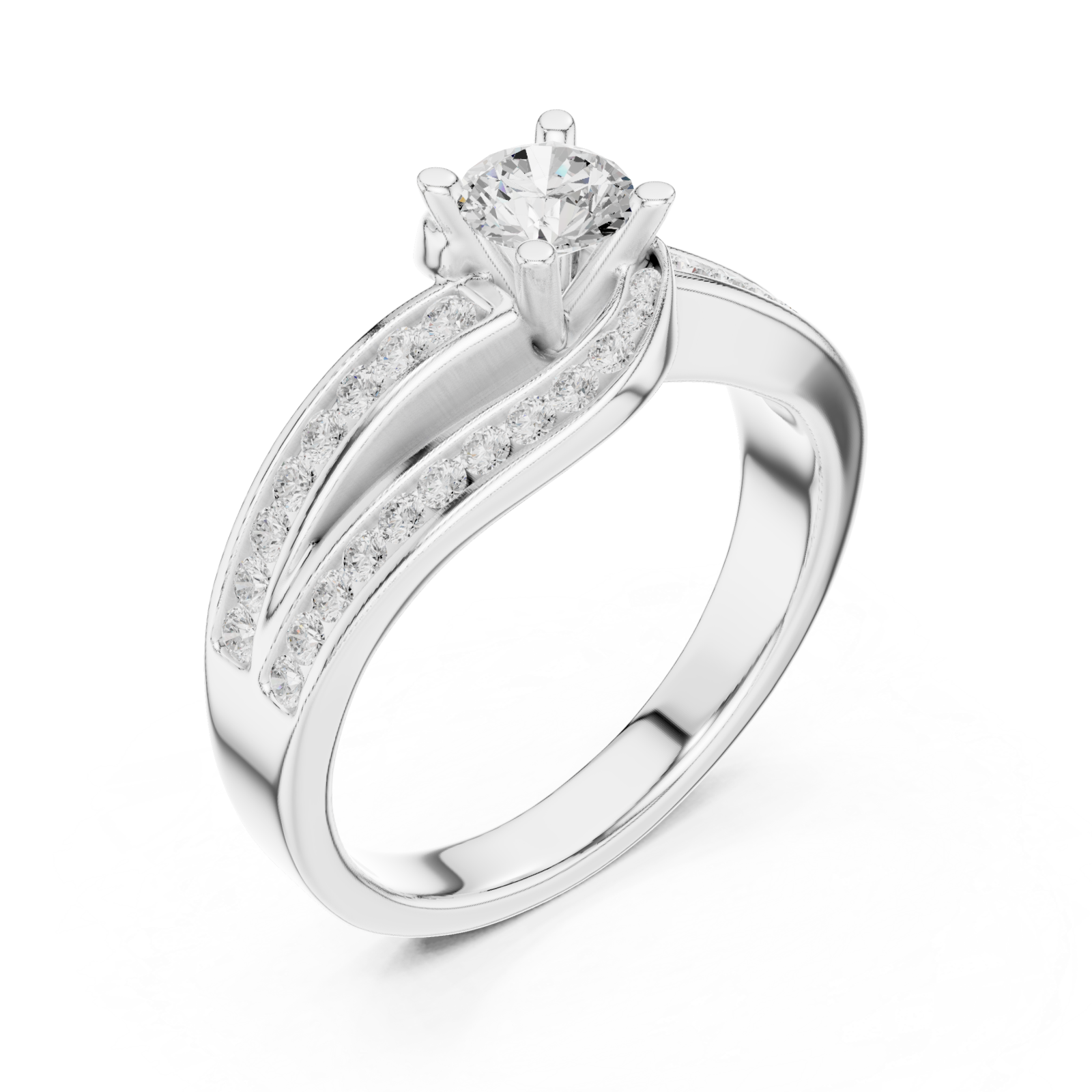  White Gold Celeste Curve Solitaire Band Ring Right View