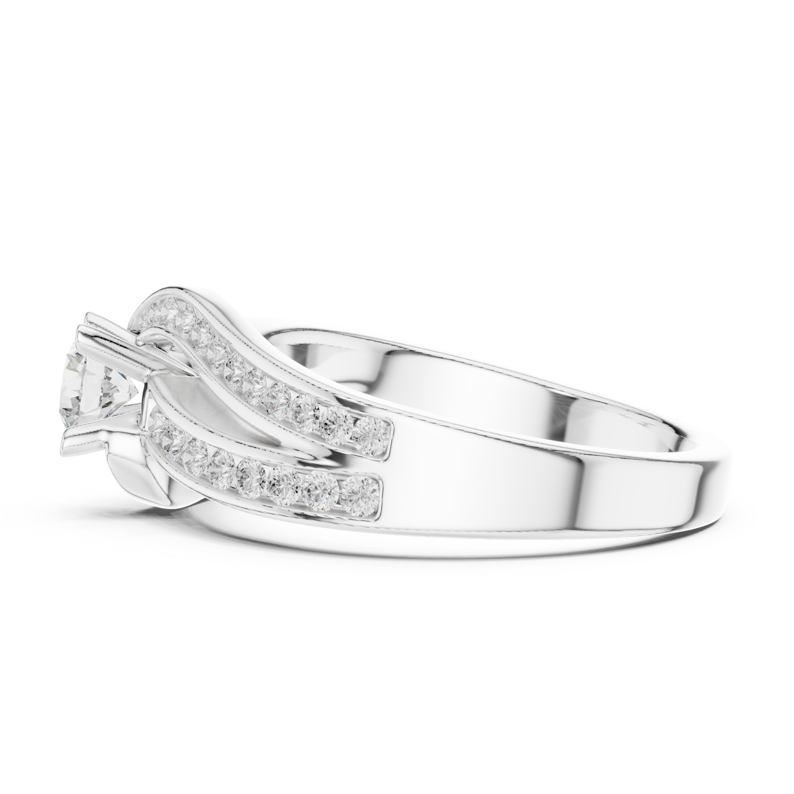  White Gold Celeste Curve Solitaire Band Ring Side View