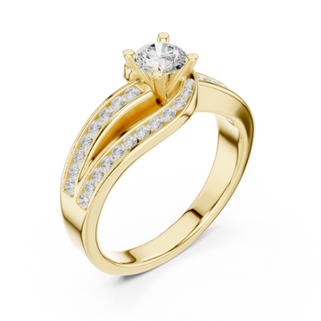 Gold Celeste Curve Solitaire Band Ring Right View