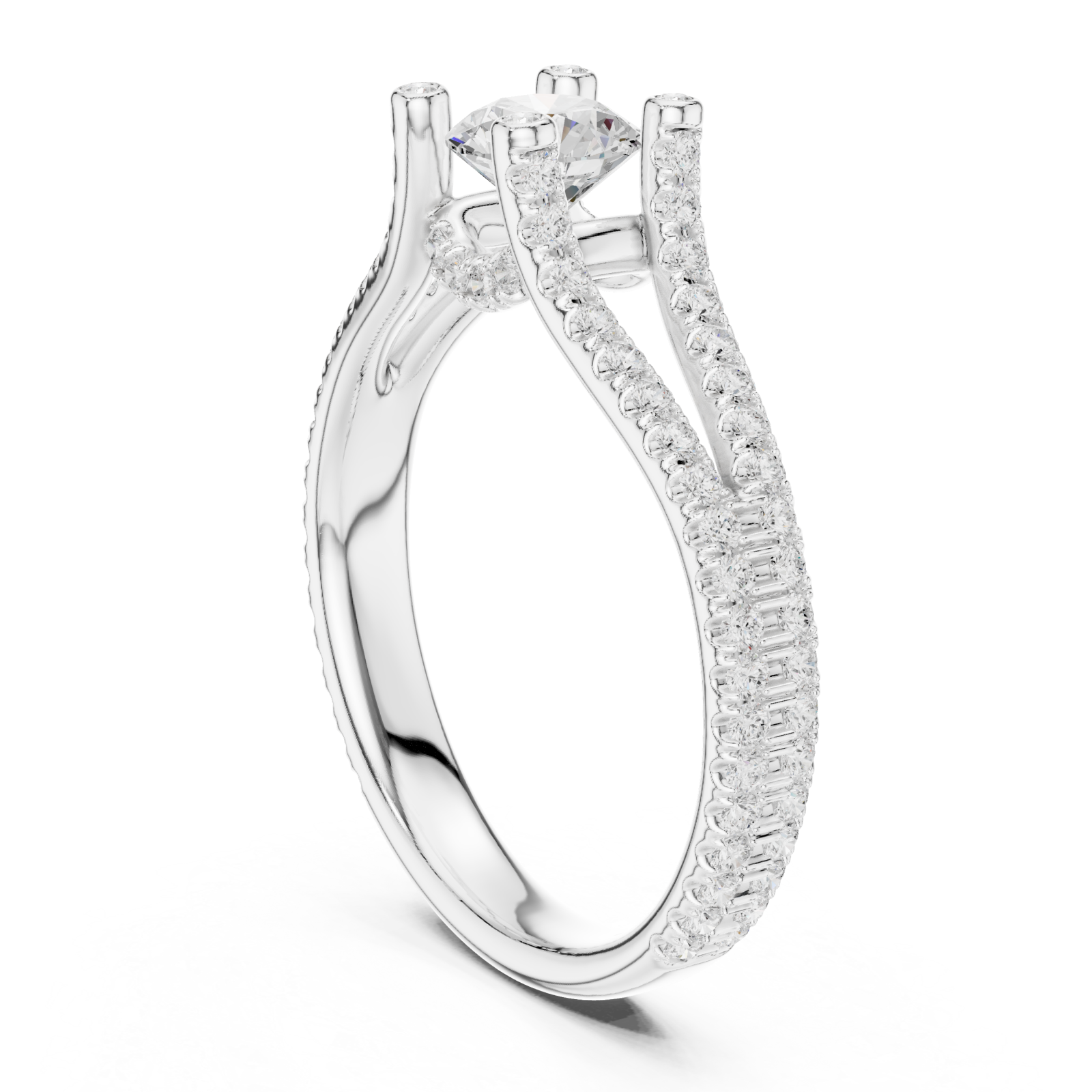  White Gold Radiant Serenade Split Shank Ring Left View