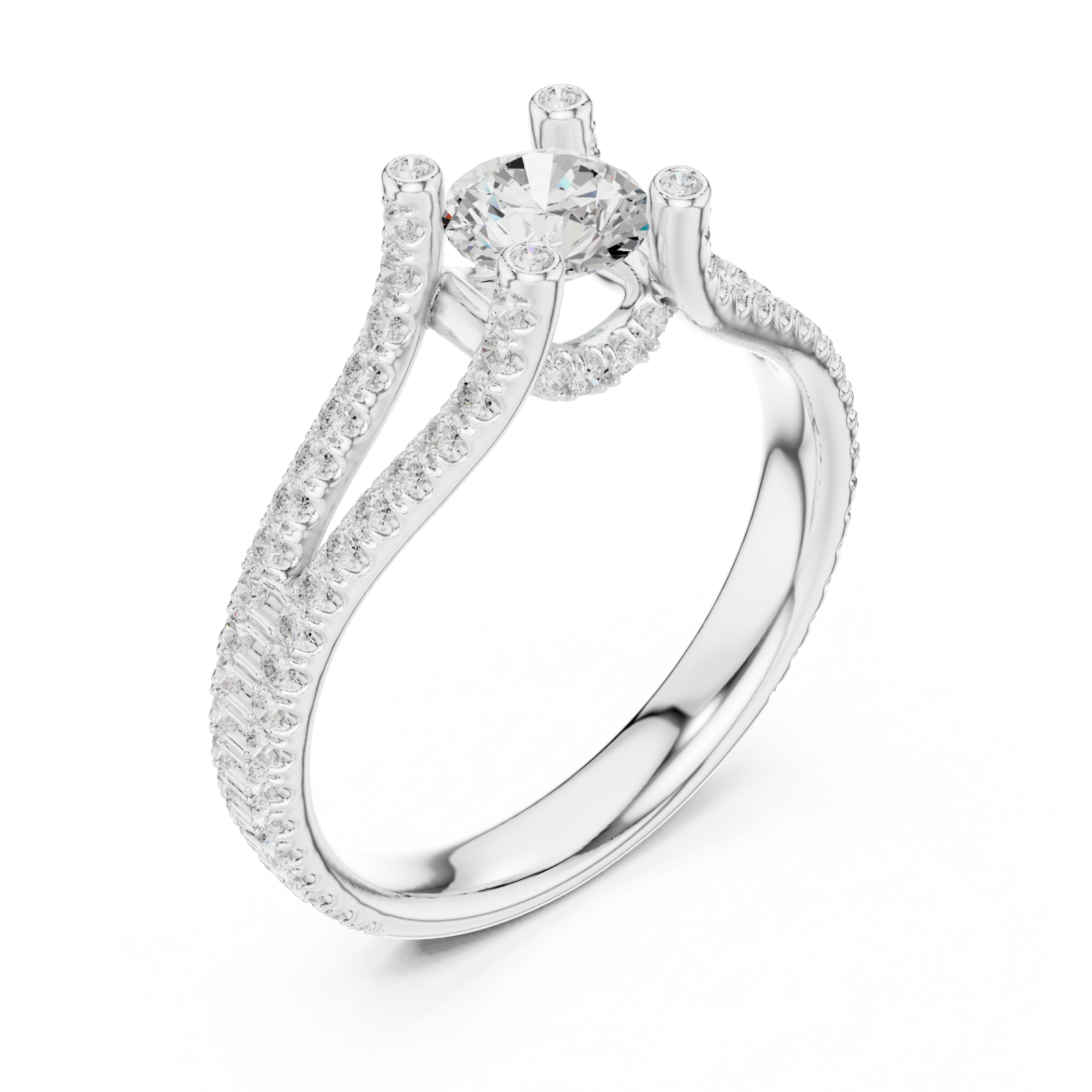  White Gold Radiant Serenade Split Shank Ring Right View