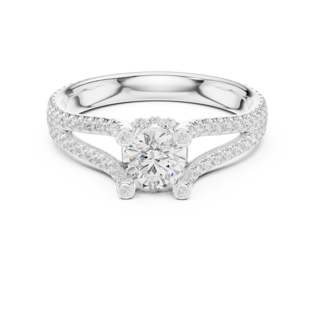  White Gold Radiant Serenade Split Shank Ring Right View
