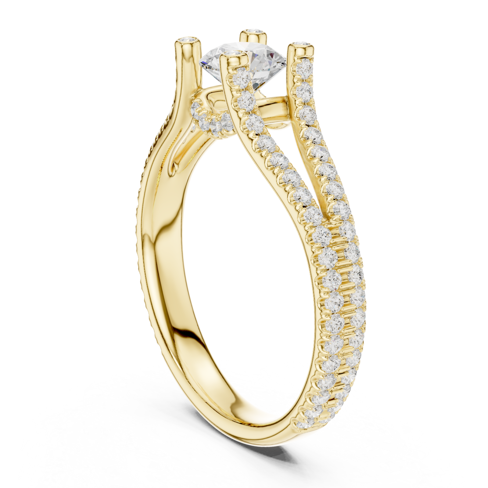  Gold Radiant Serenade Split Shank Ring Left View