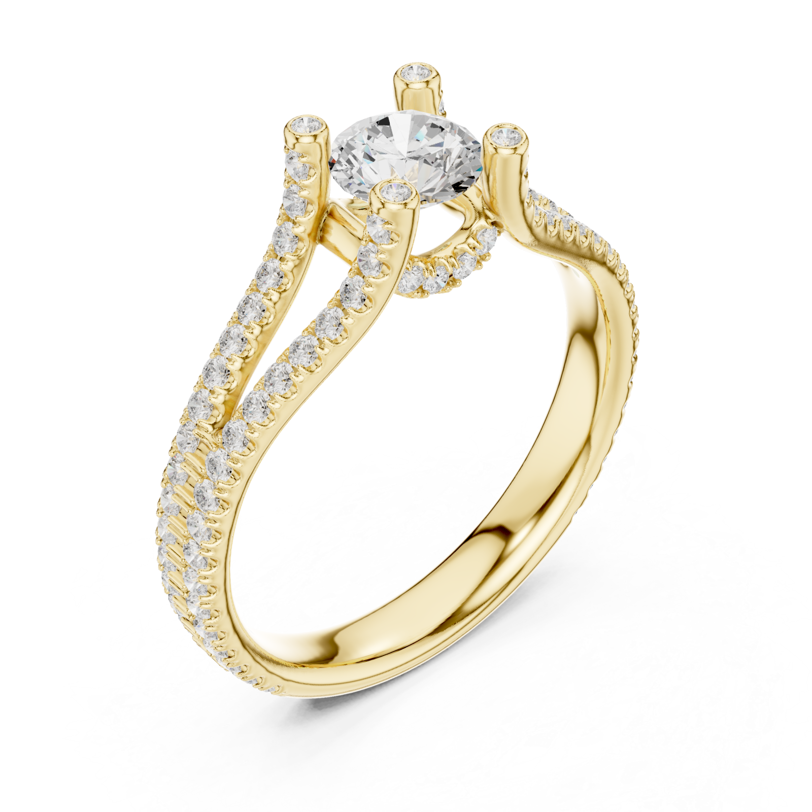 Gold Radiant Serenade Split Shank Ring Right View