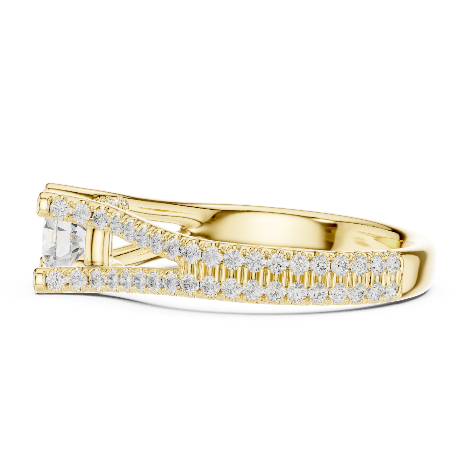  Gold Radiant Serenade Split Shank Ring Side View