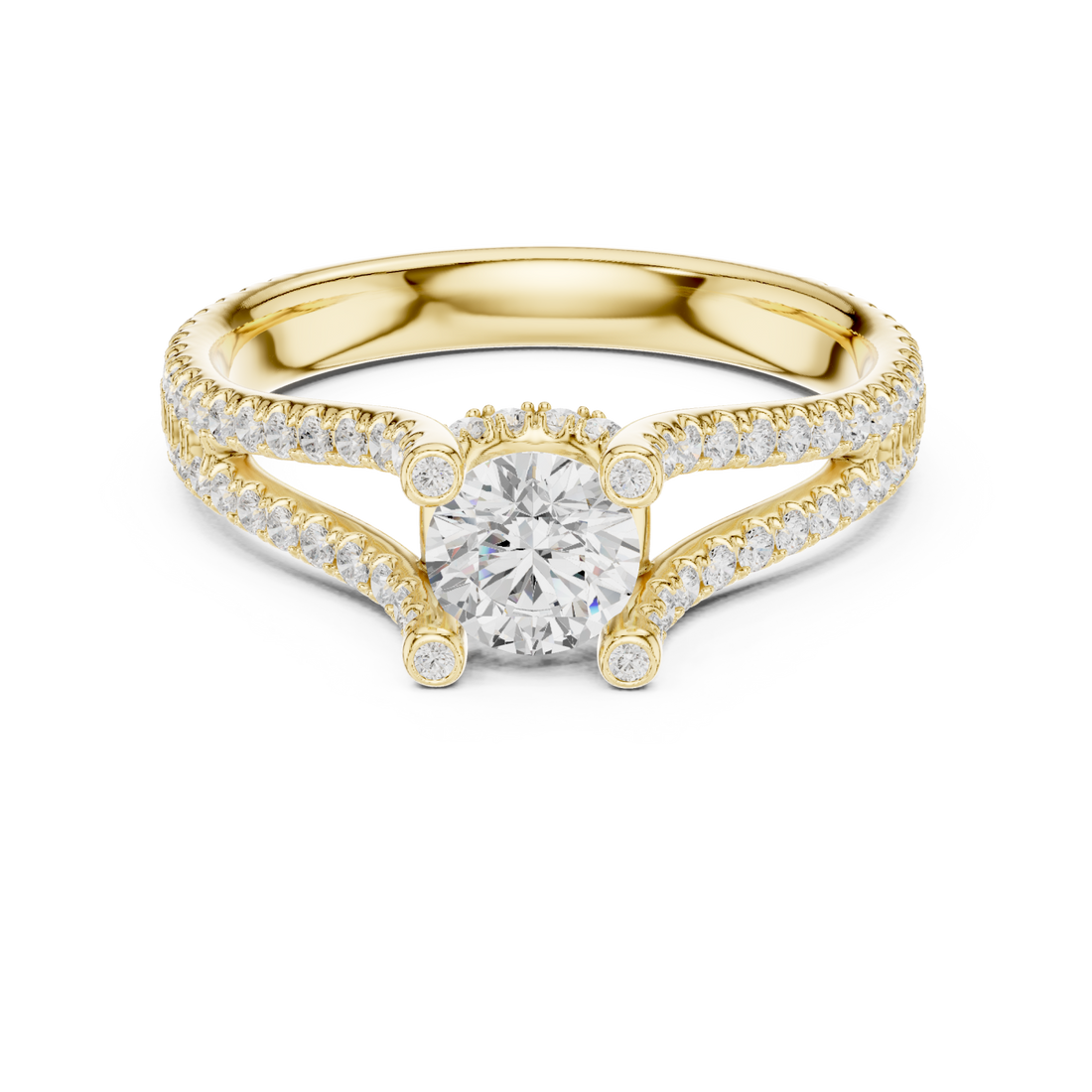 Gold Radiant Serenade Split Shank Ring Right View