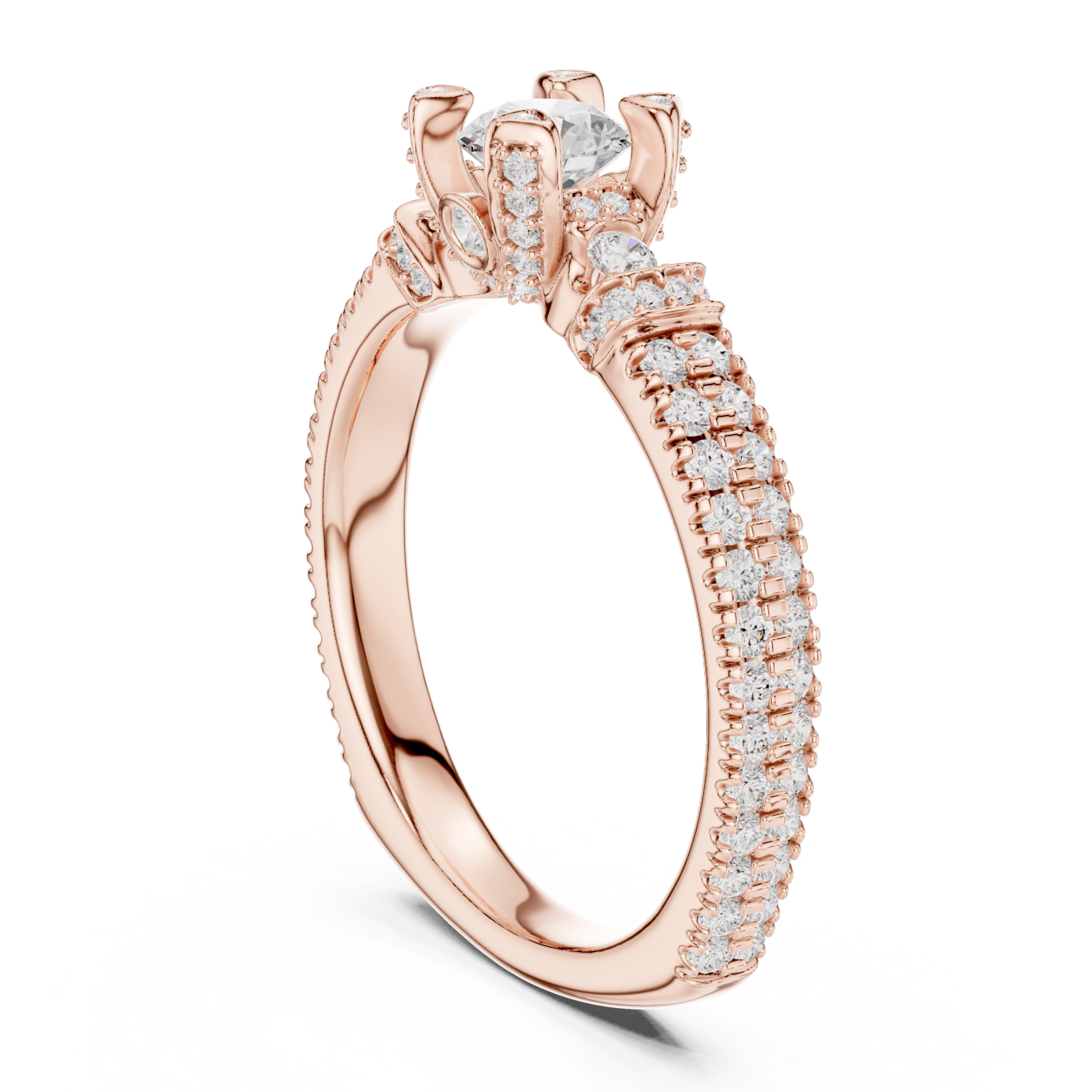  Rose Gold Infinite Radiance Aurora Solitaire Ring Left View