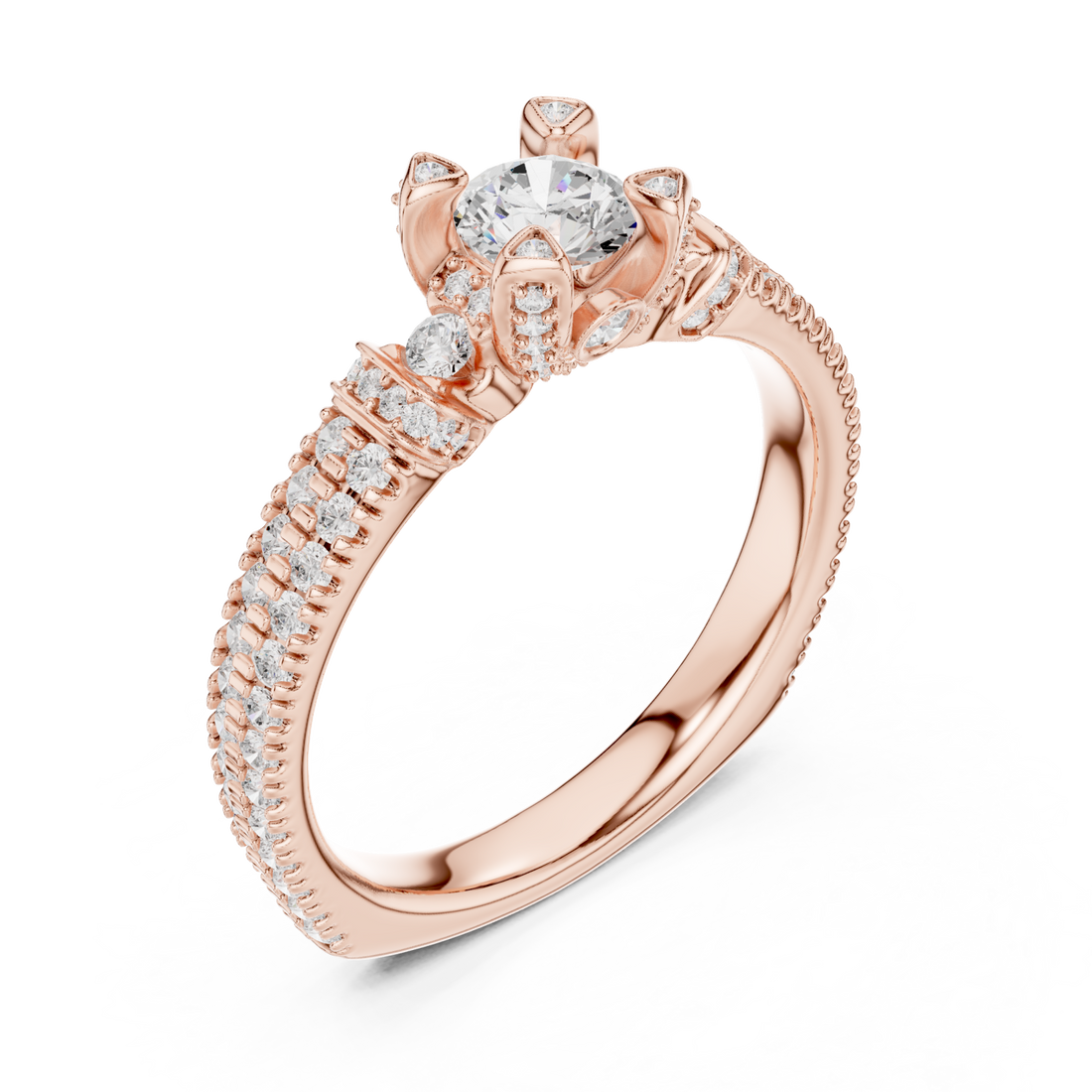  Rose Gold Infinite Radiance Aurora Solitaire Ring Right View