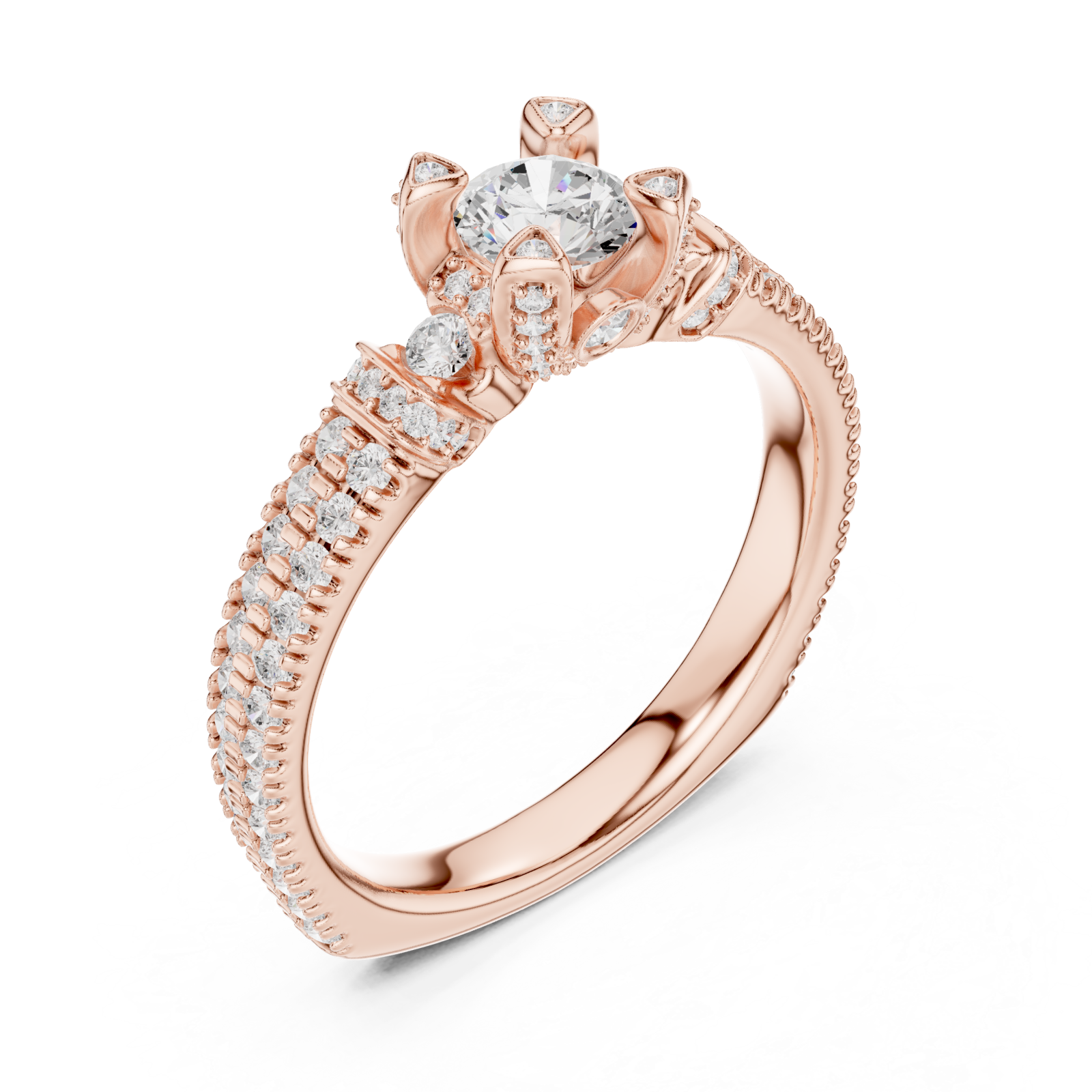  Rose Gold Infinite Radiance Aurora Solitaire Ring Right View