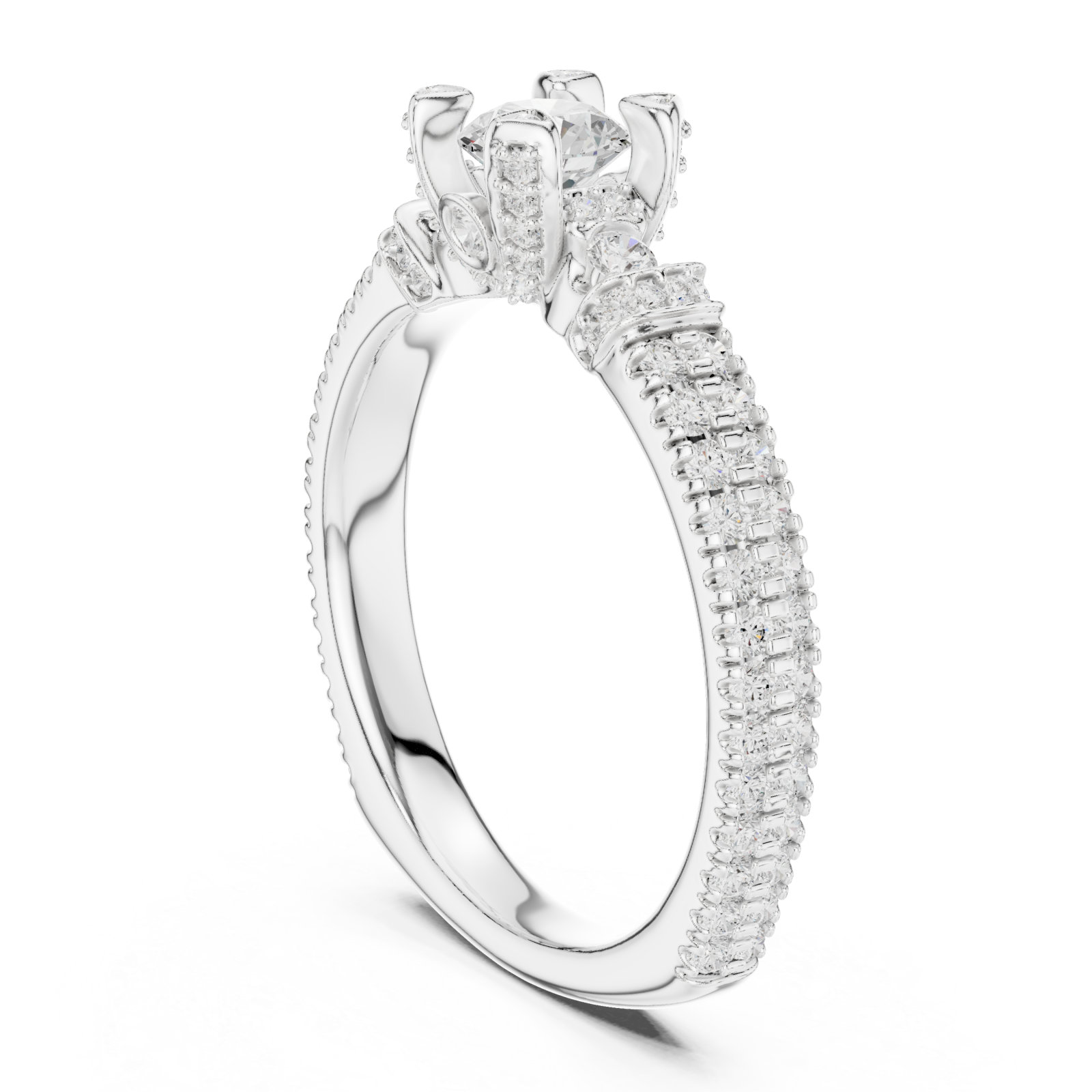  White Gold Infinite Radiance Aurora Solitaire Ring Left View