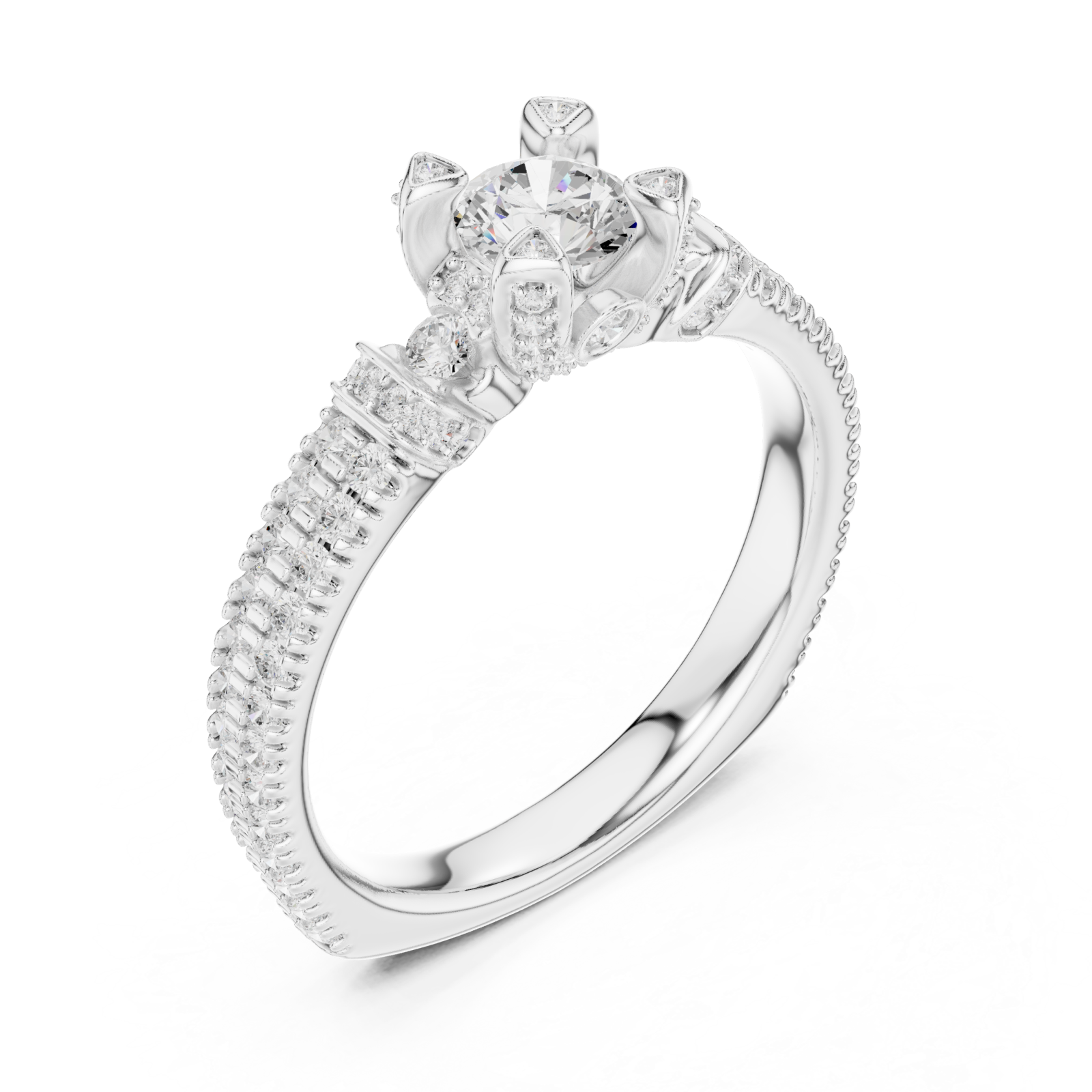  White Gold Infinite Radiance Aurora Solitaire Ring Right View