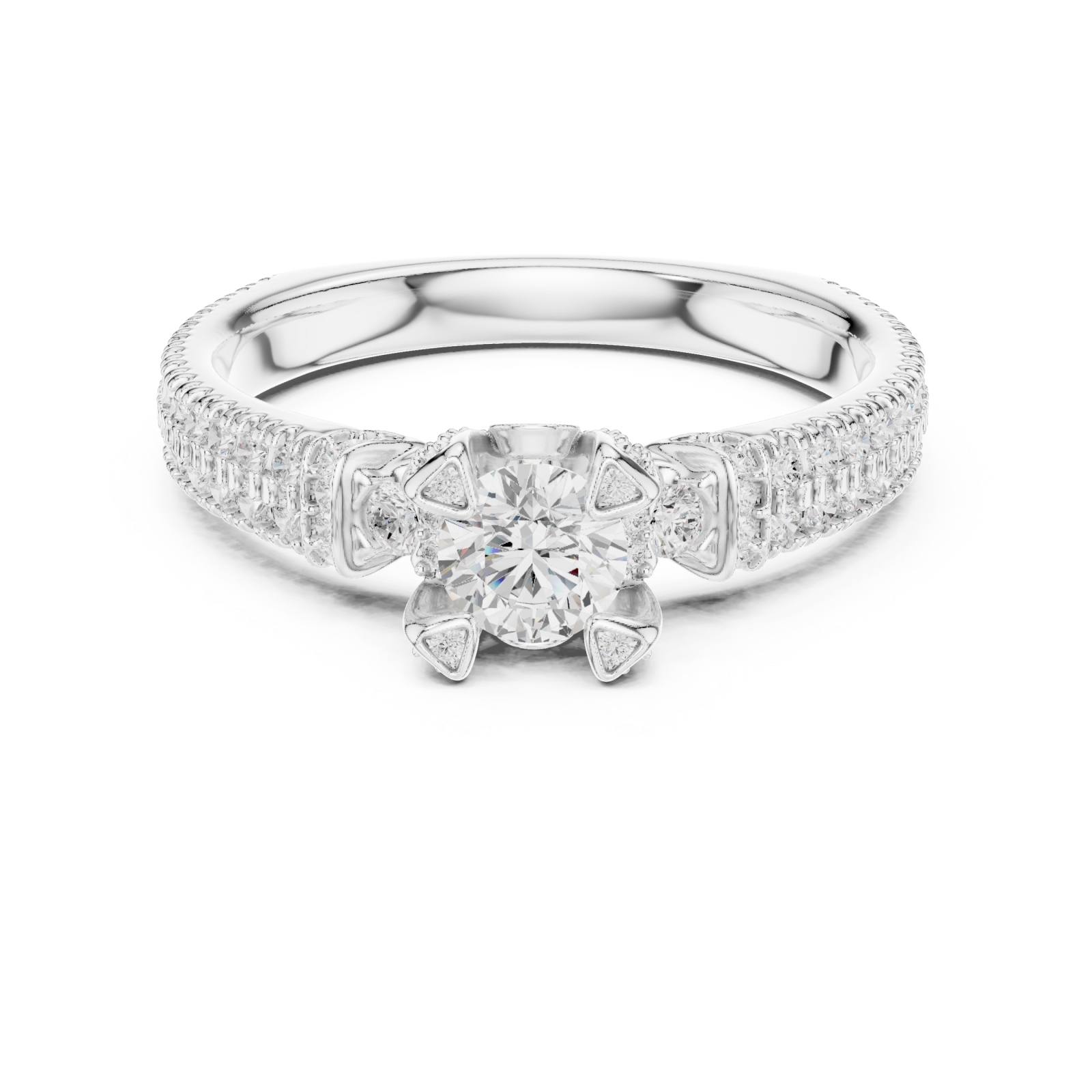  White Gold Infinite Radiance Aurora Solitaire Ring Front View