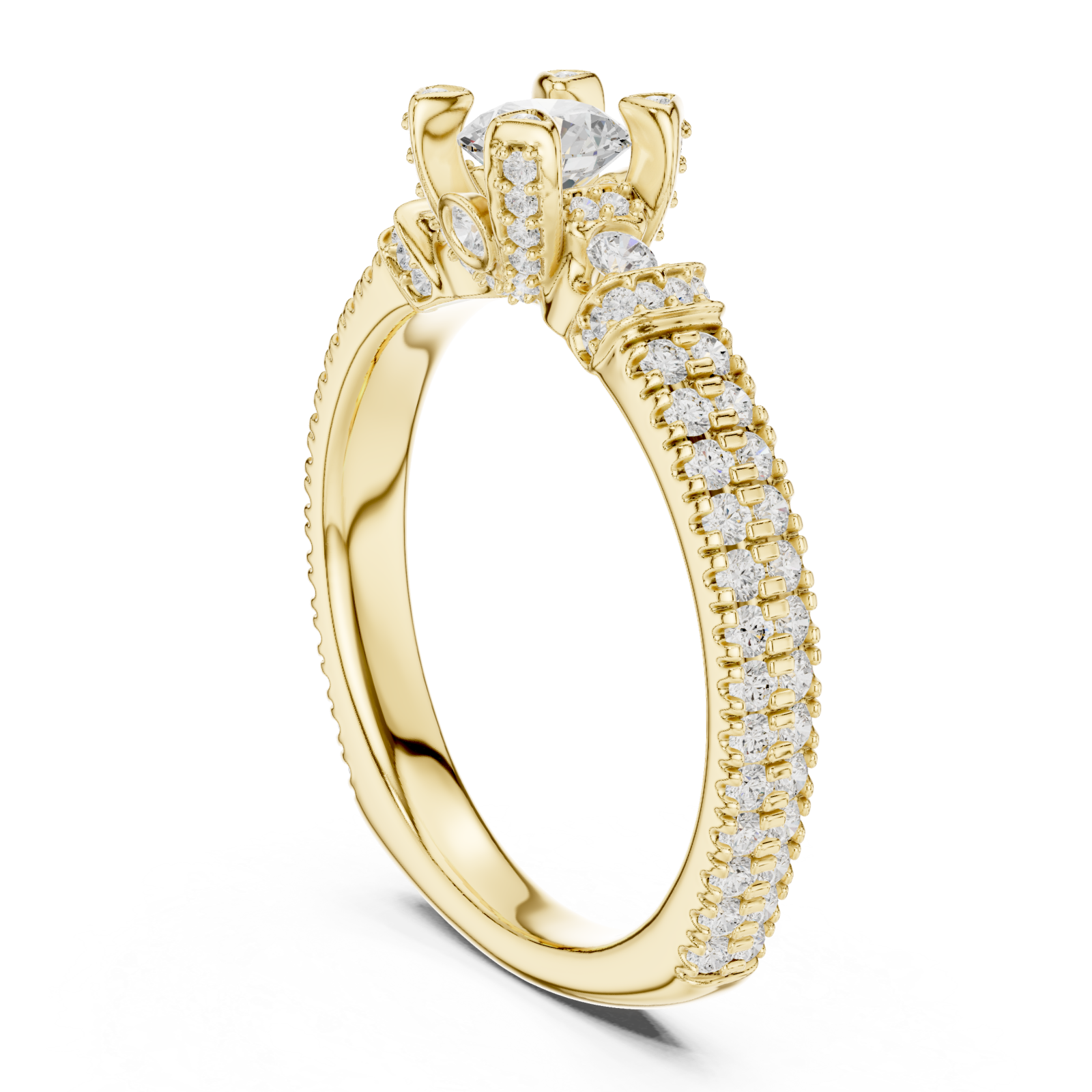  Gold Infinite Radiance Aurora Solitaire Ring Left View