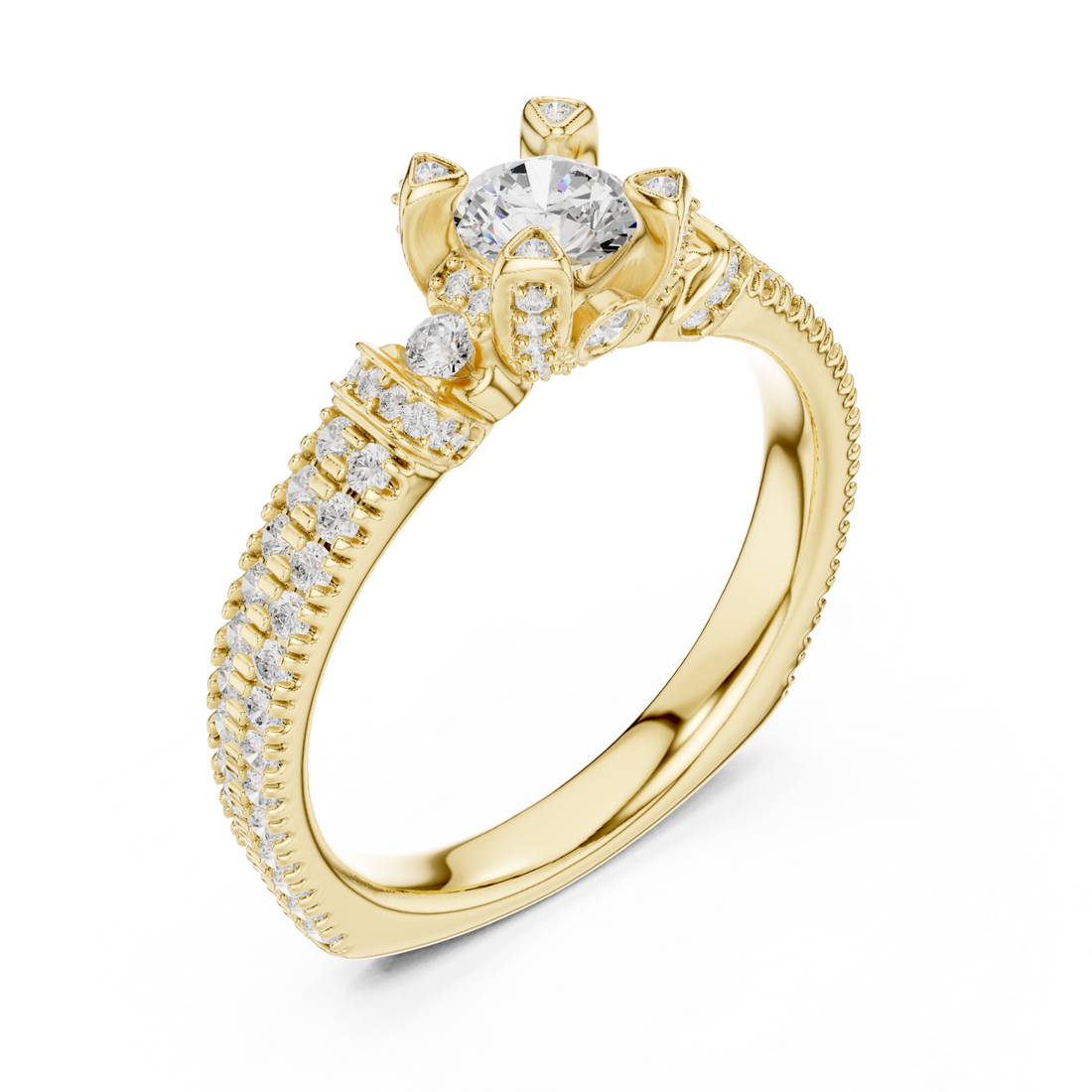 Gold Infinite Radiance Aurora Solitaire Ring Right View