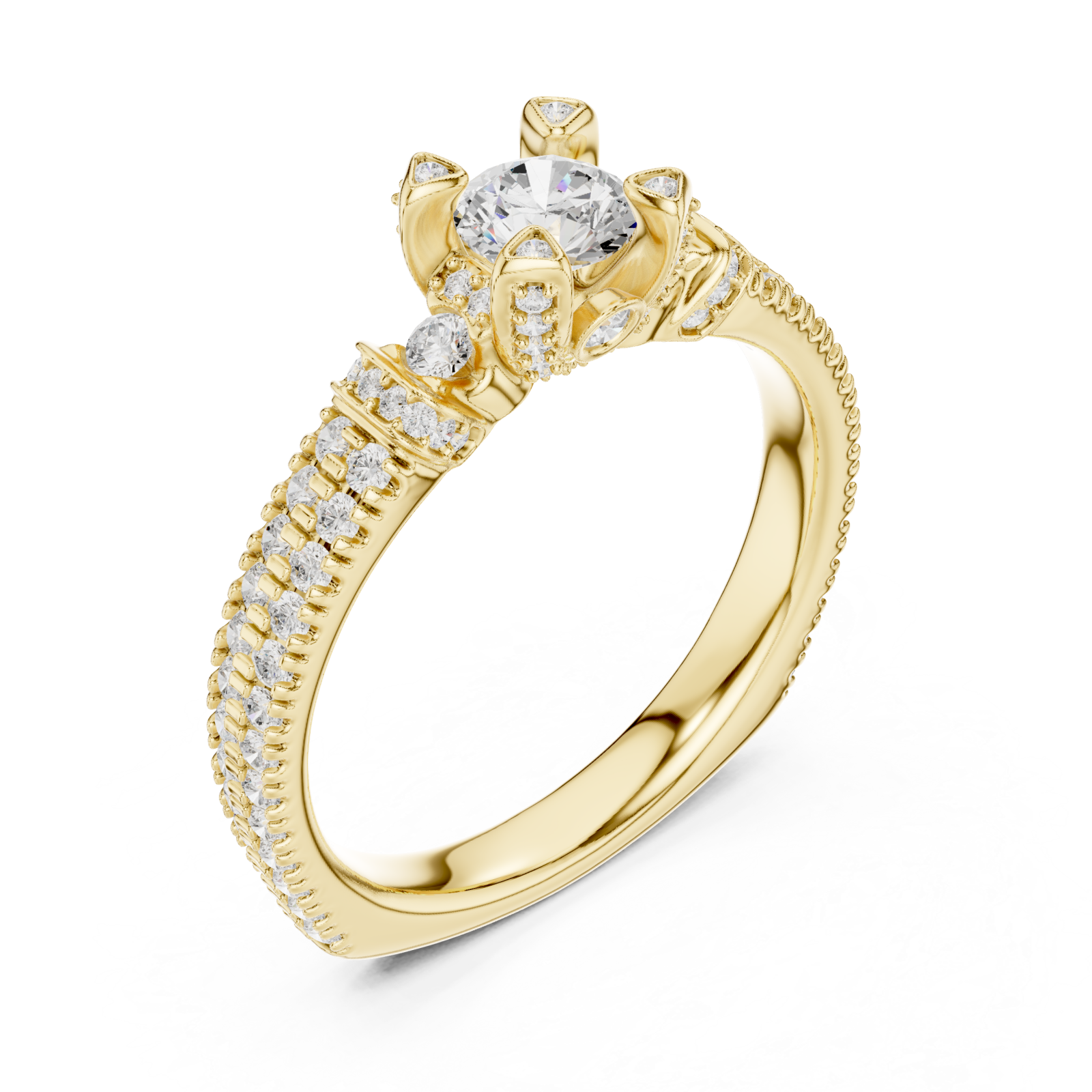 Gold Infinite Radiance Aurora Solitaire Ring Right View